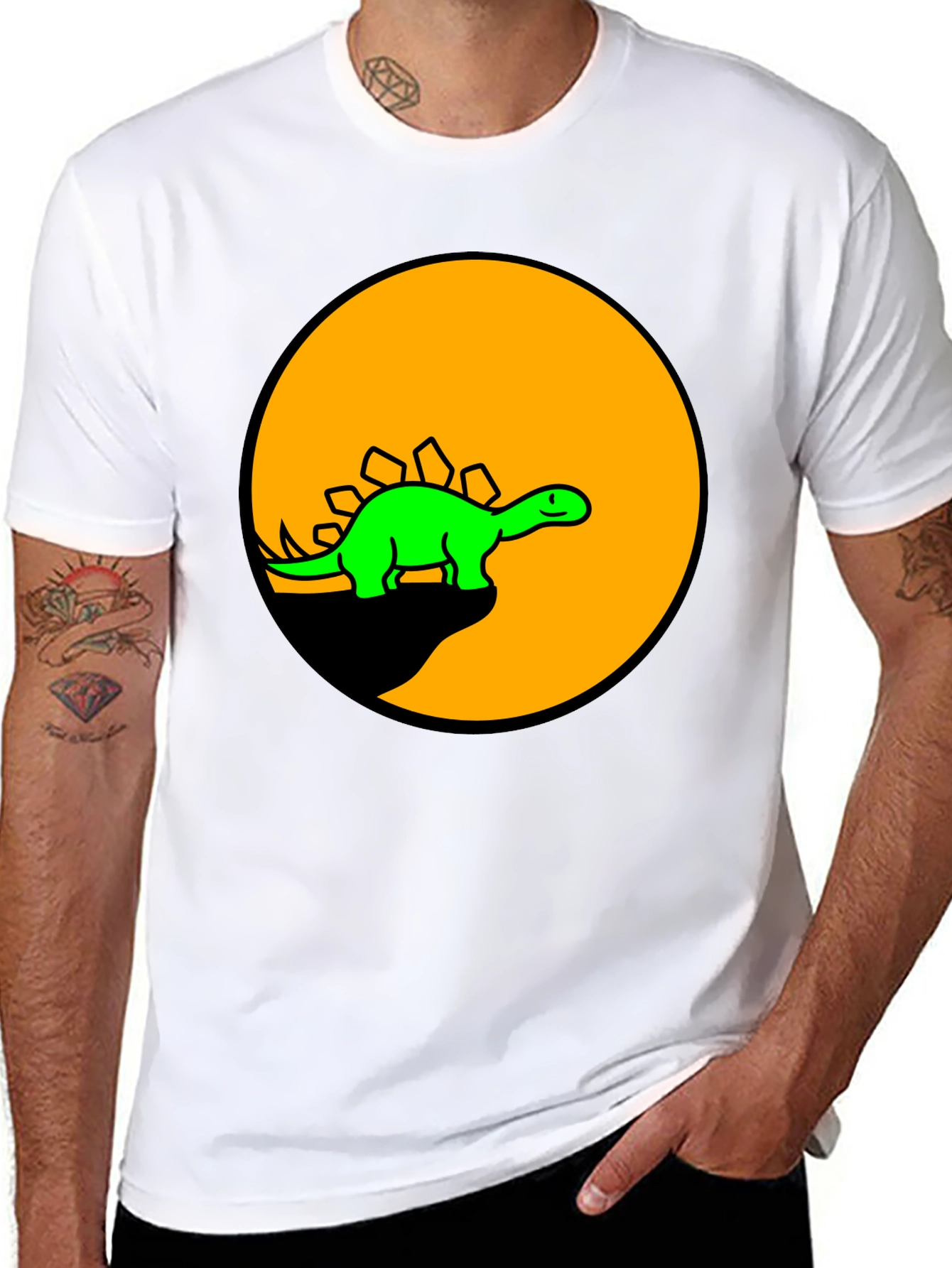 Dinosaur Graphic Tee - Black Cotton T-Shirt