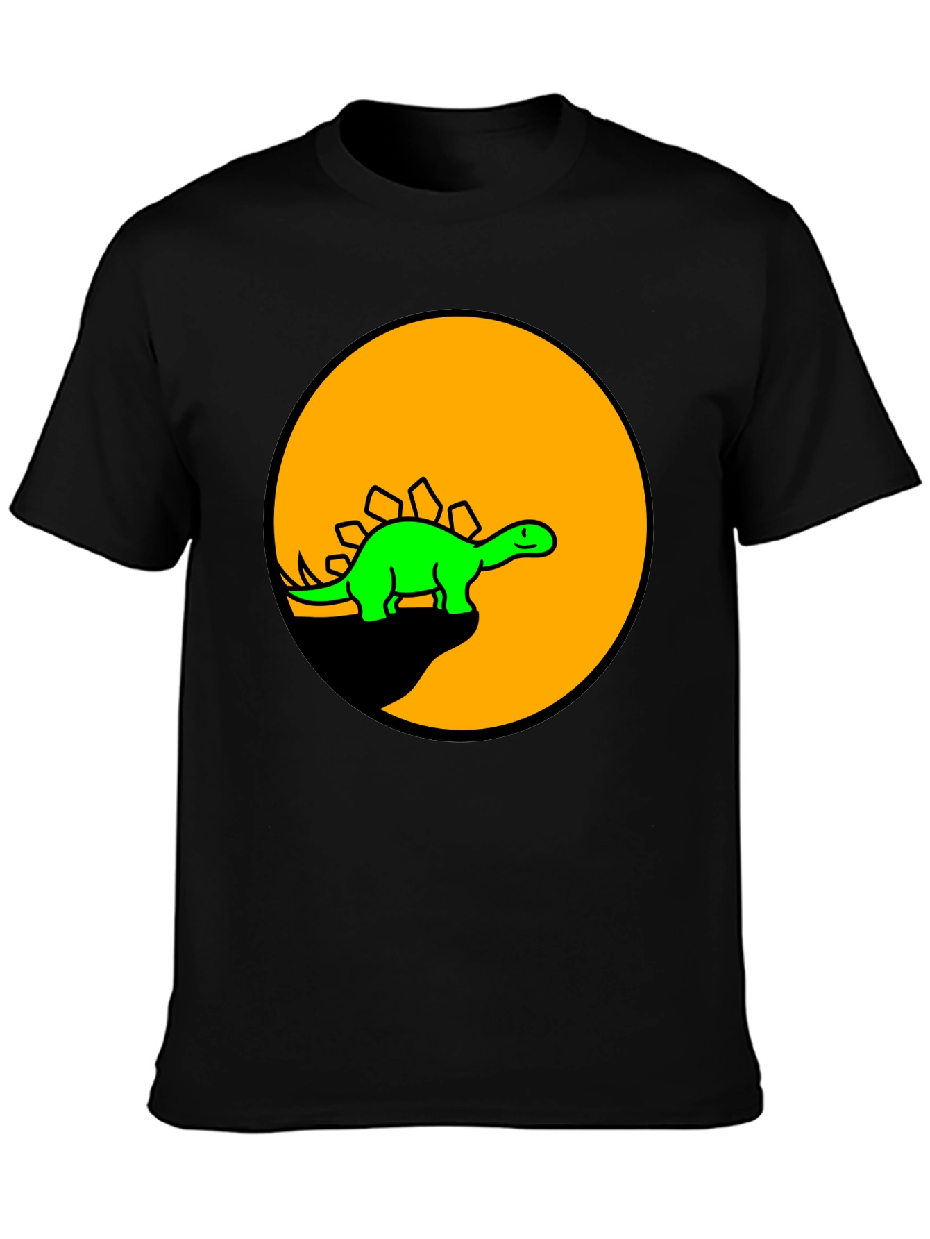 Dinosaur Graphic Tee - Black Cotton T-Shirt