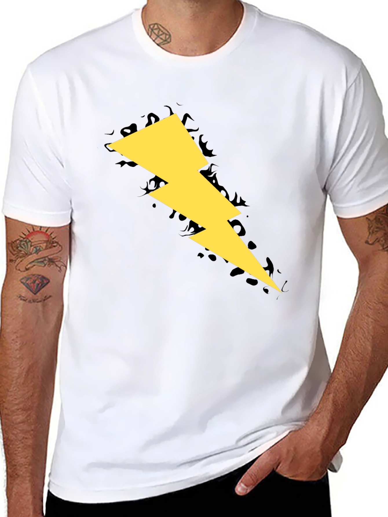 Lightning Bolt Graphic T-Shirt - Black