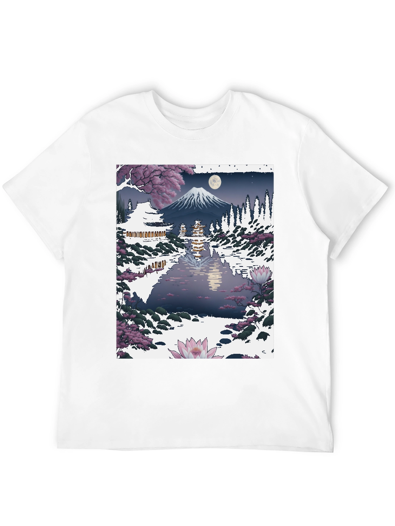 Japanese Mt. Fuji Lake Scene Graphic Tee