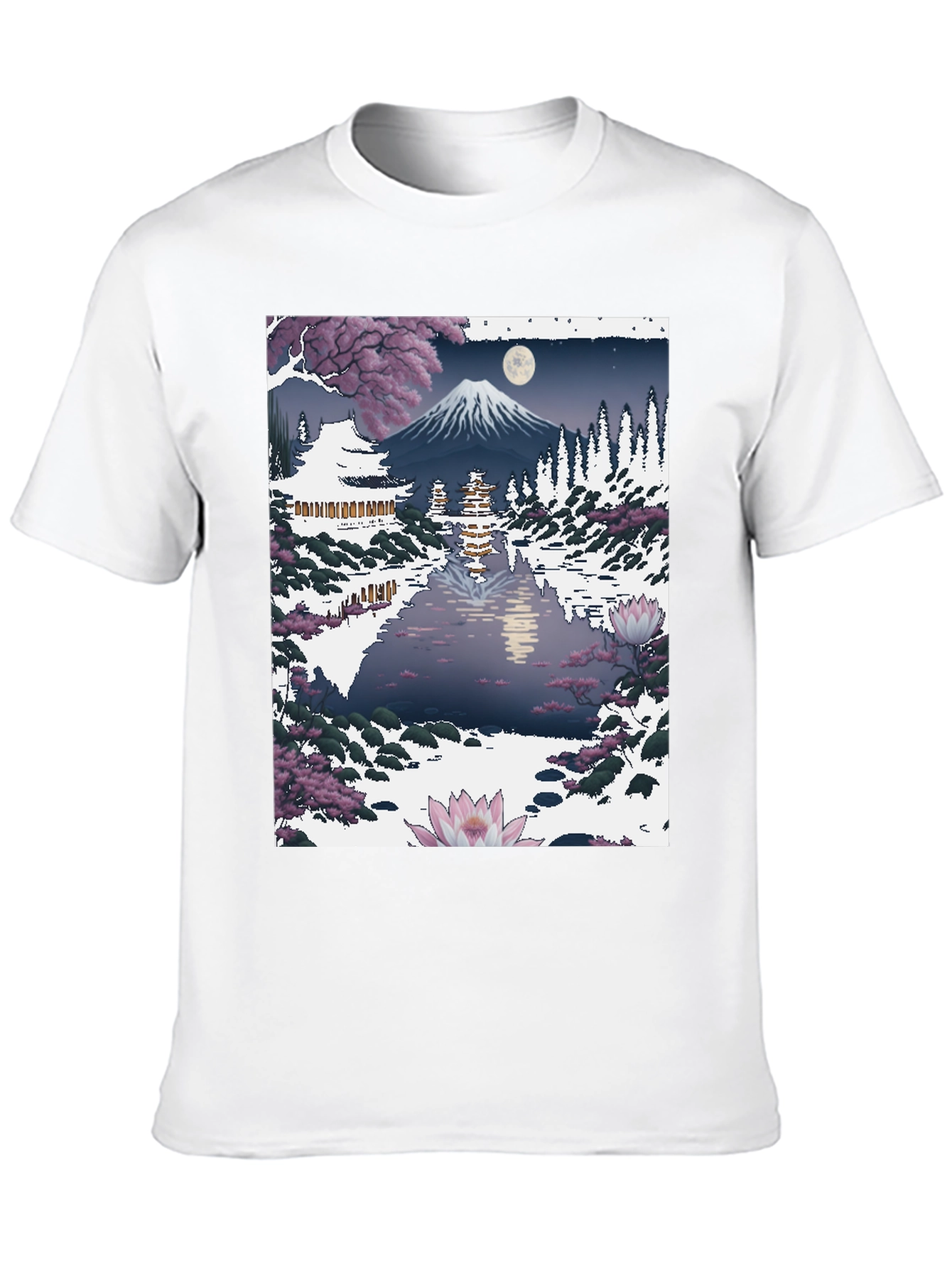 Japanese Mt. Fuji Lake Scene Graphic Tee