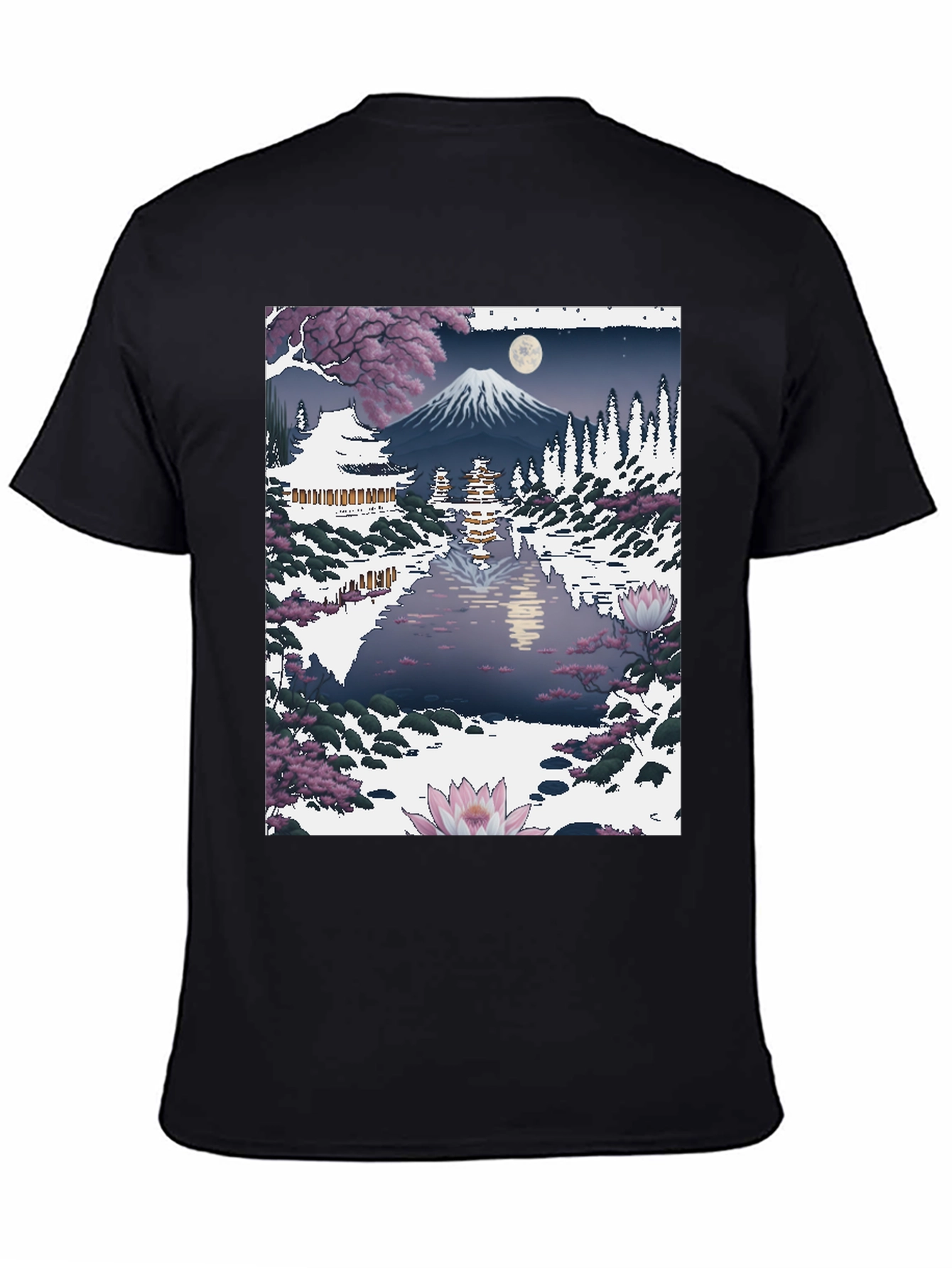 Japanese Mt. Fuji Lake Scene Graphic Tee