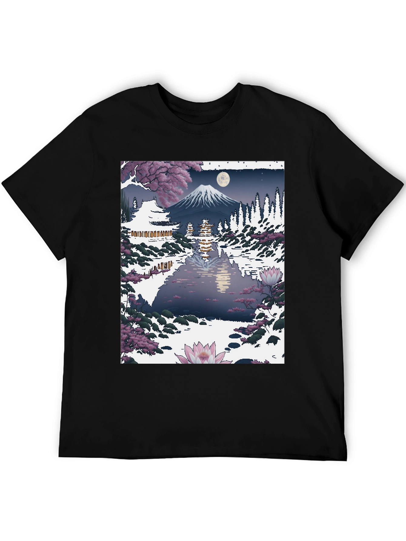 Japanese Mt. Fuji Lake Scene Graphic Tee