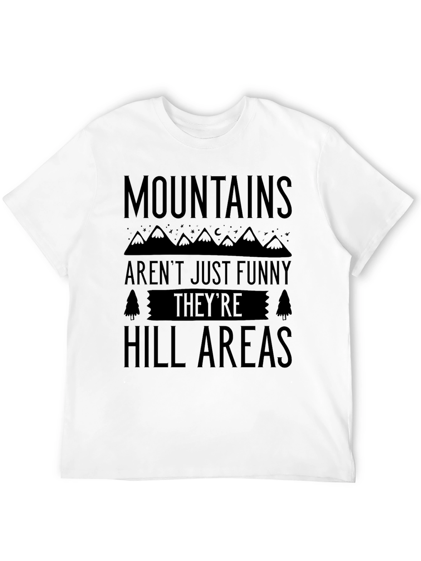 Funny Mountain Hill Areas Black Graphic T-Shirt