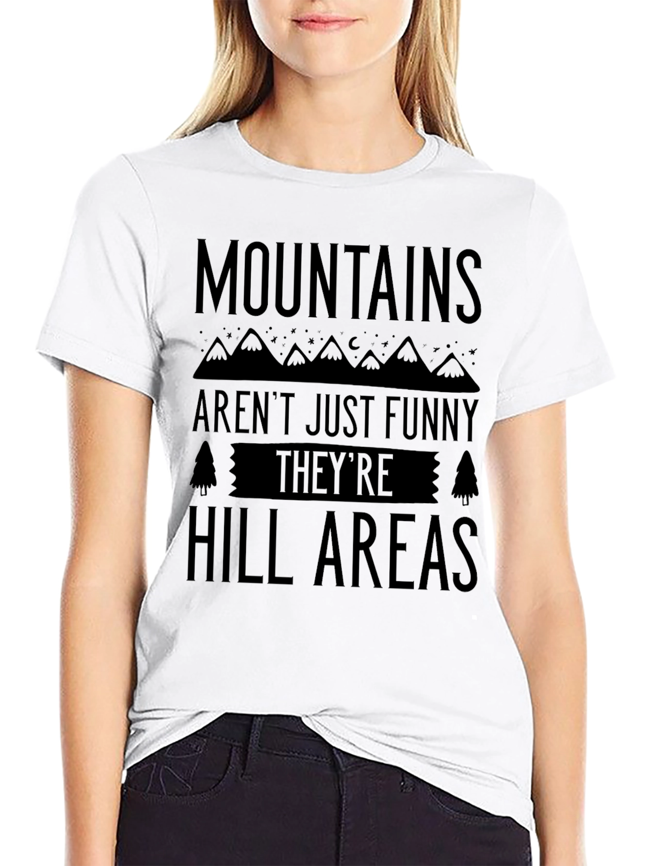 Funny Mountain Hill Areas Black Graphic T-Shirt