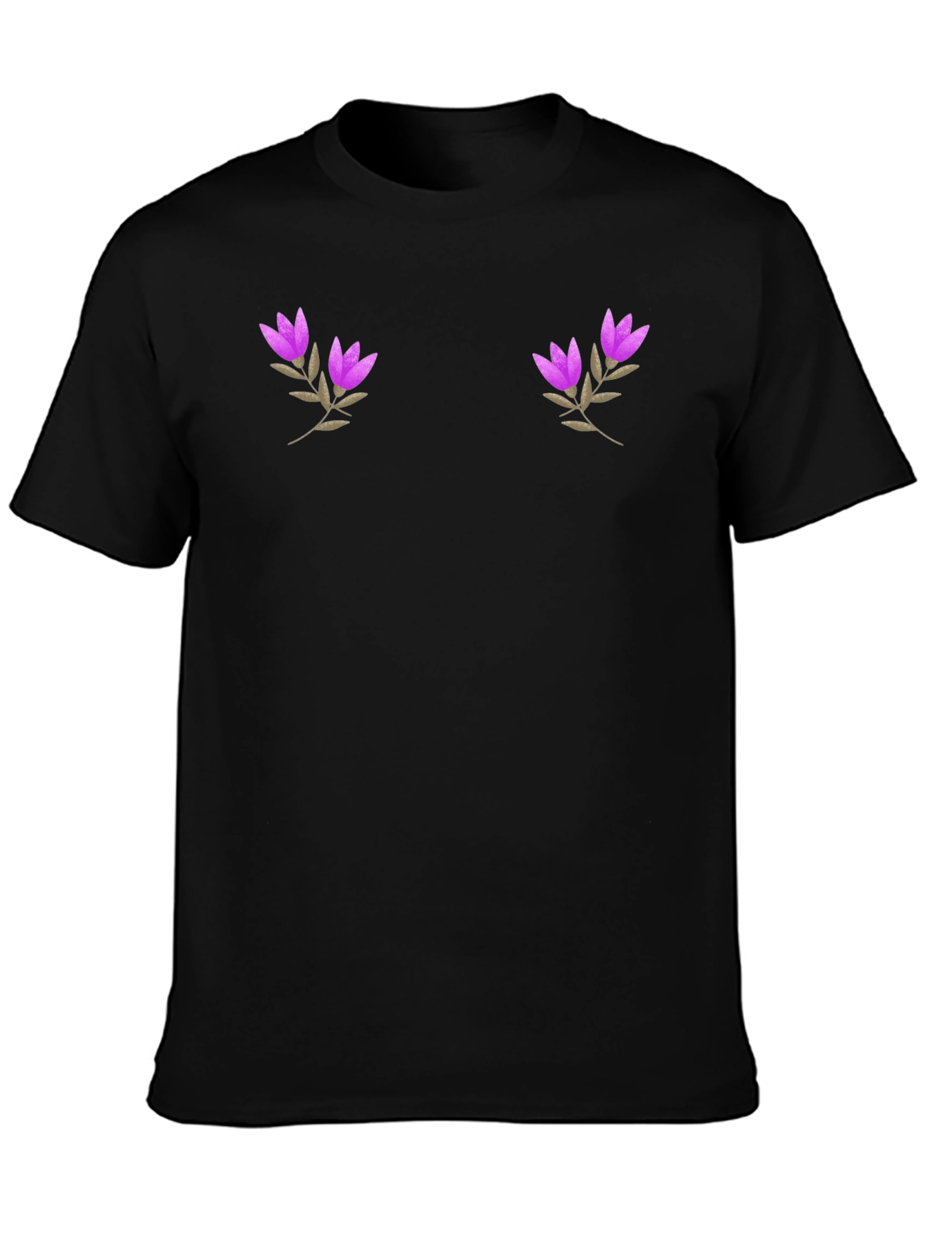 Black Floral Embroidered T-Shirt