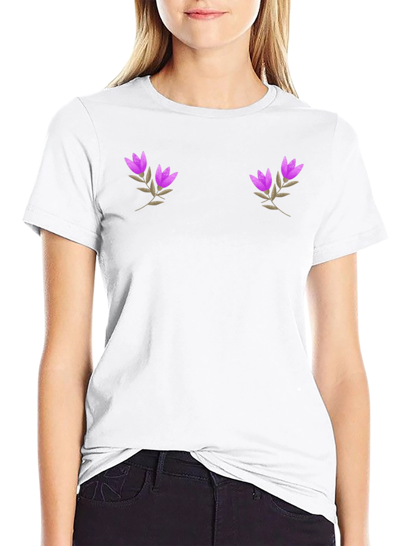 Black Floral Embroidered T-Shirt
