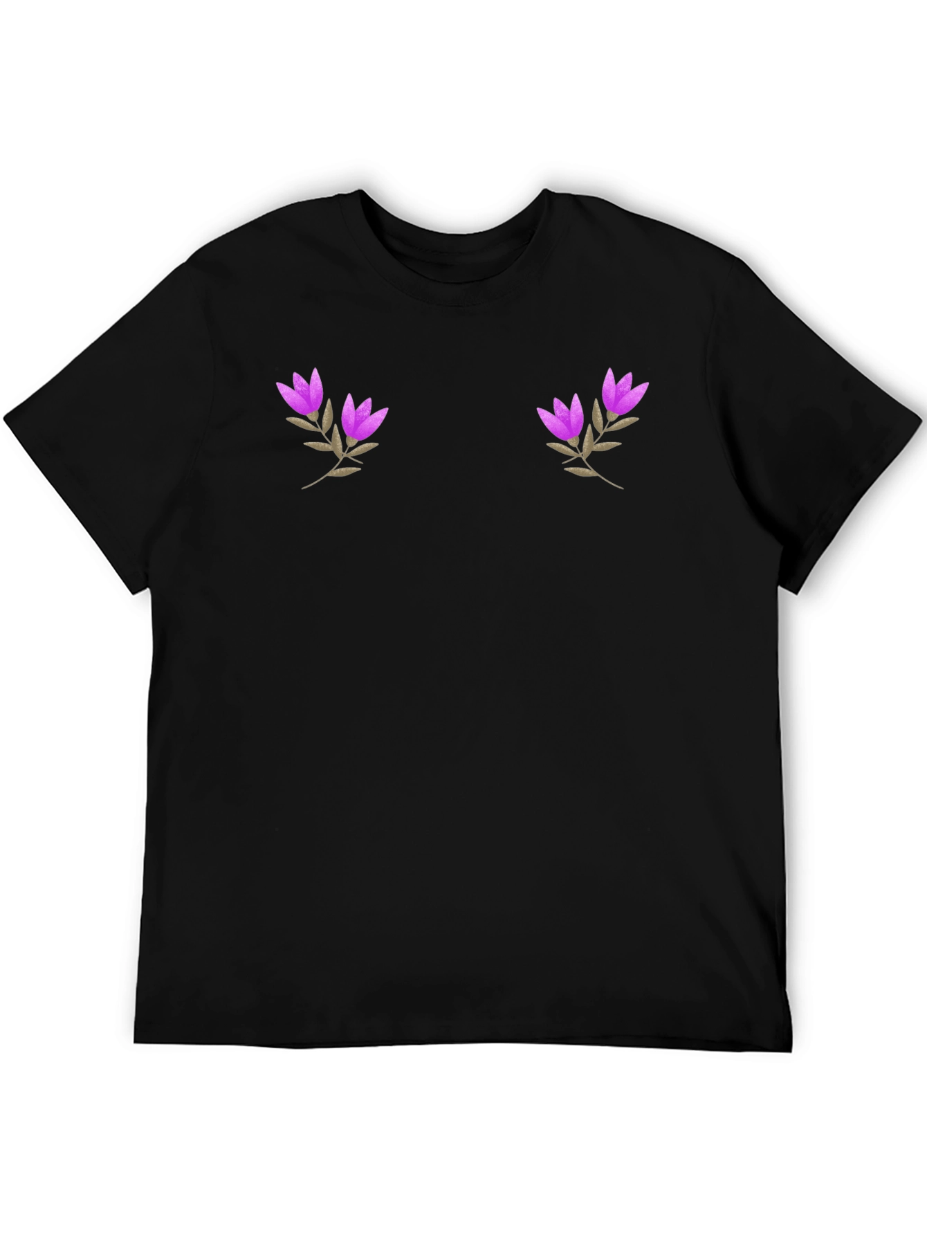 Black Floral Embroidered T-Shirt