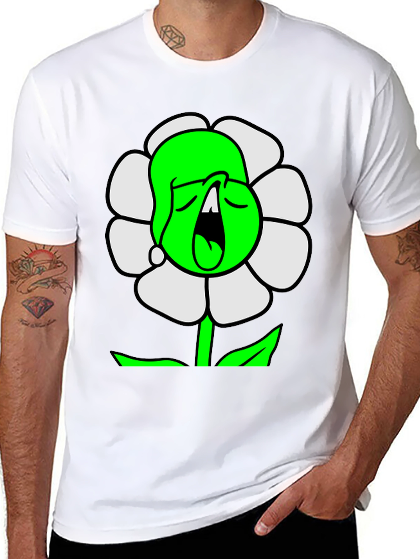 Cartoon Flower T-Shirt - Unique Graphic Tee