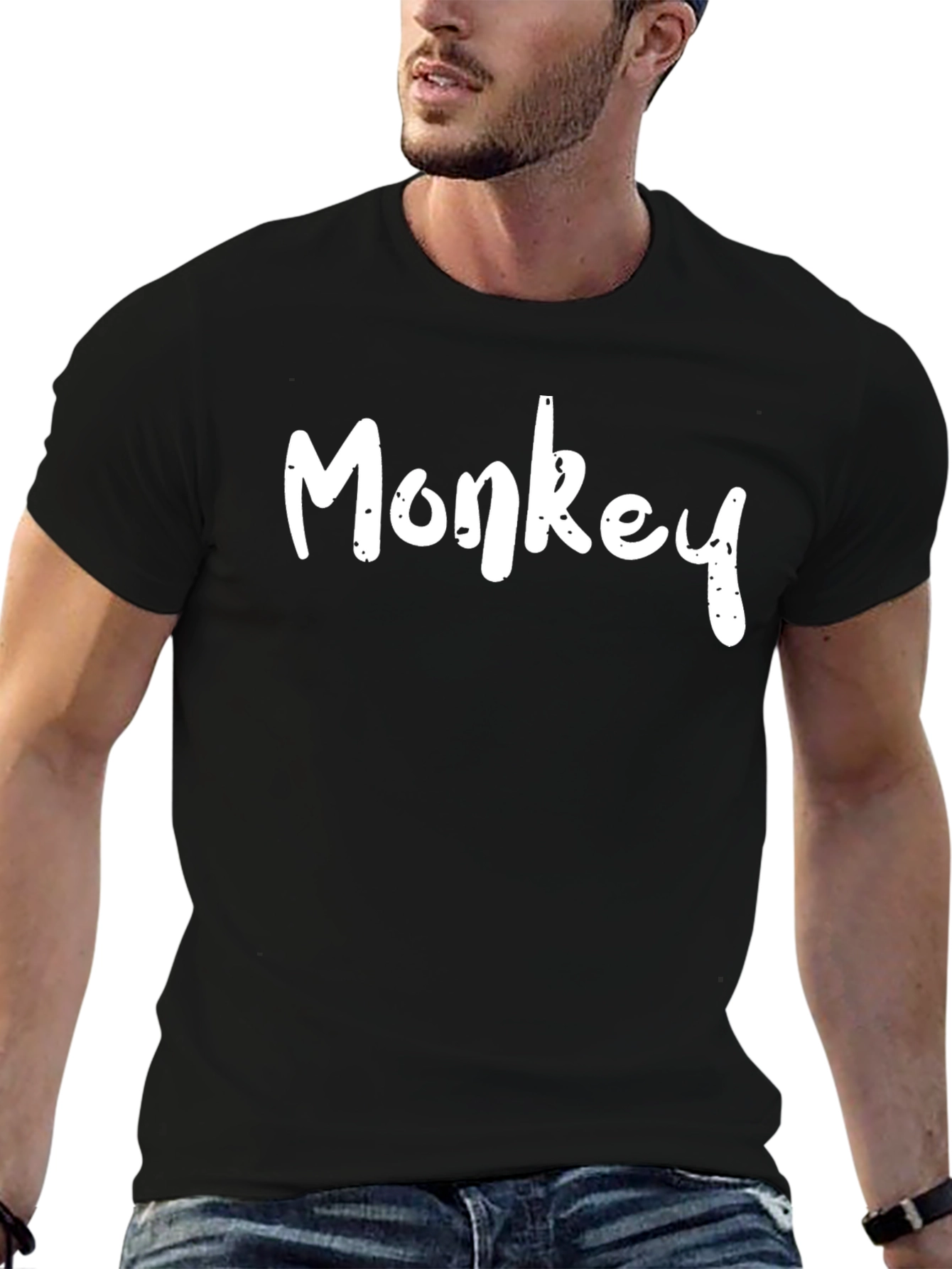 Monkey Graphic Print Black T-Shirt