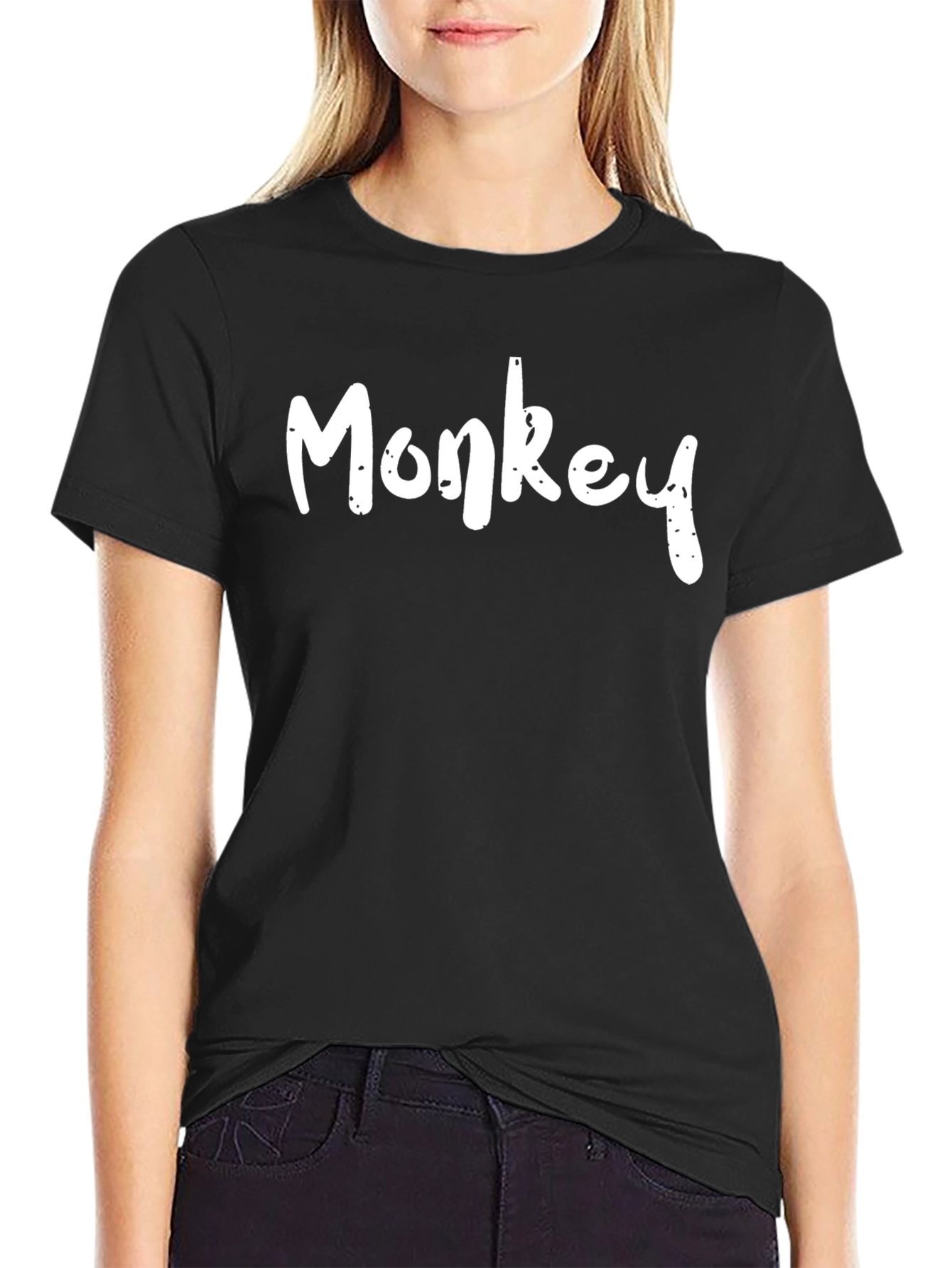 Monkey Graphic Print Black T-Shirt