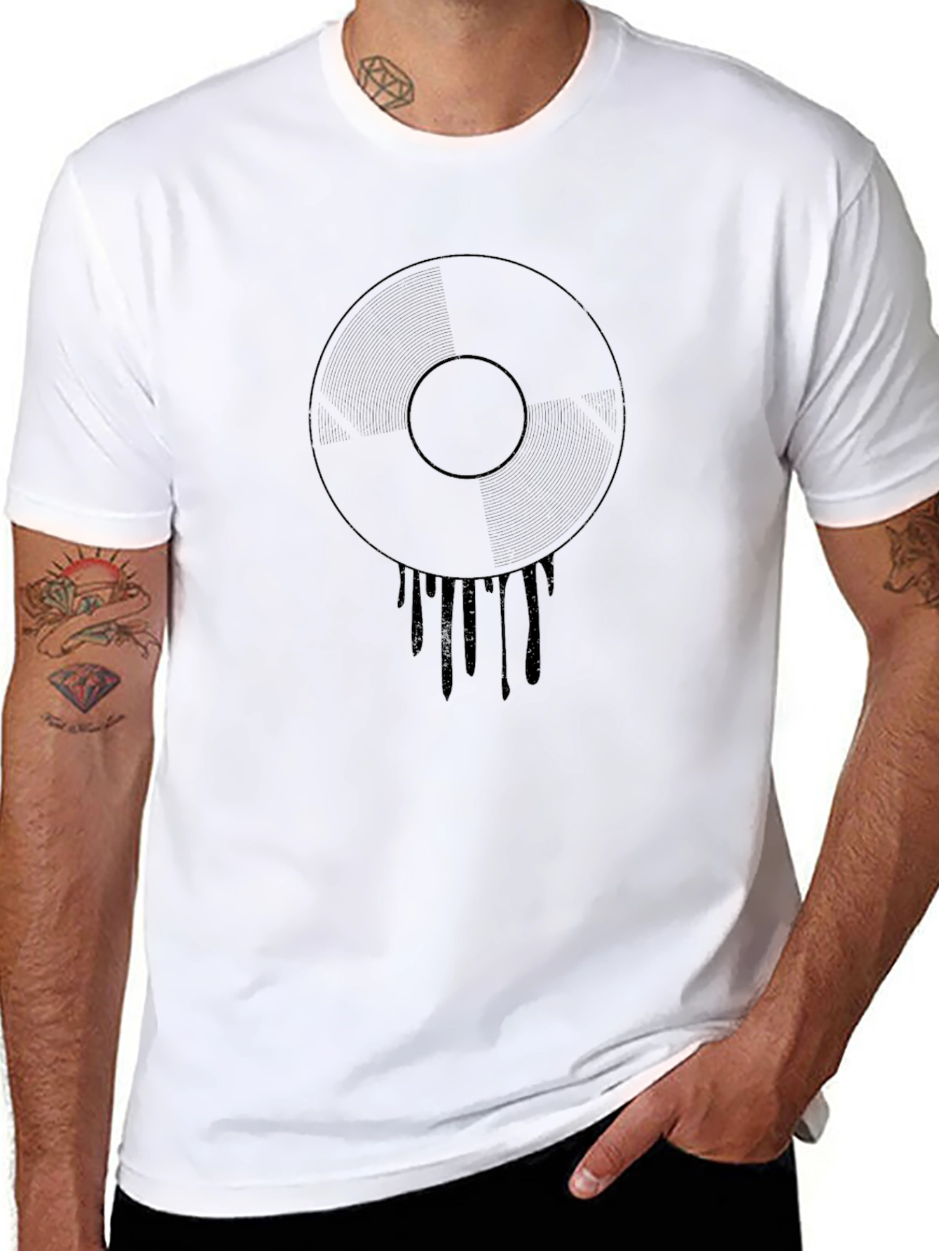 Mens Black Graphic Tee - Modern Drip Design