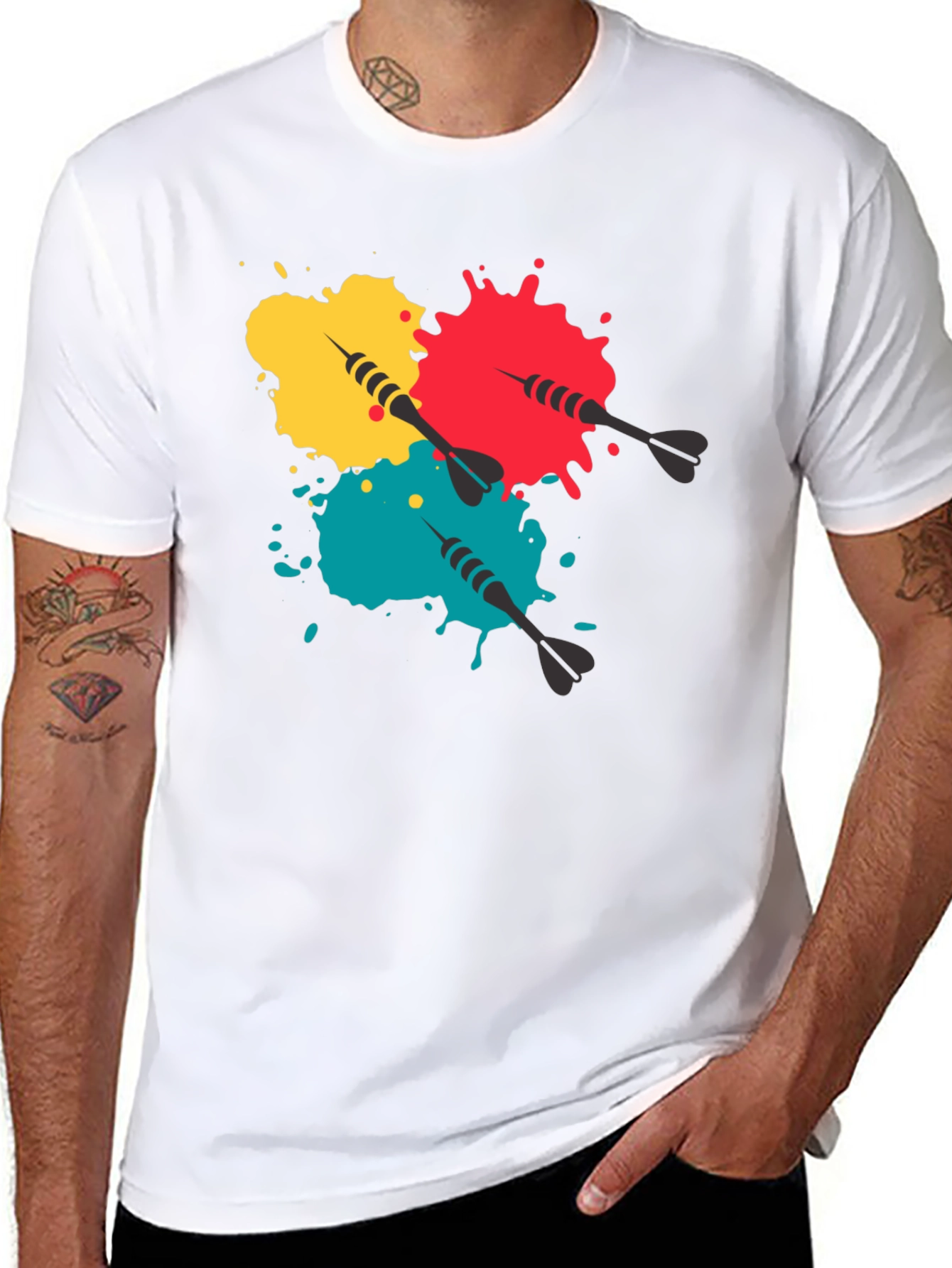 Darts and Paint Splatter Graphic Tee