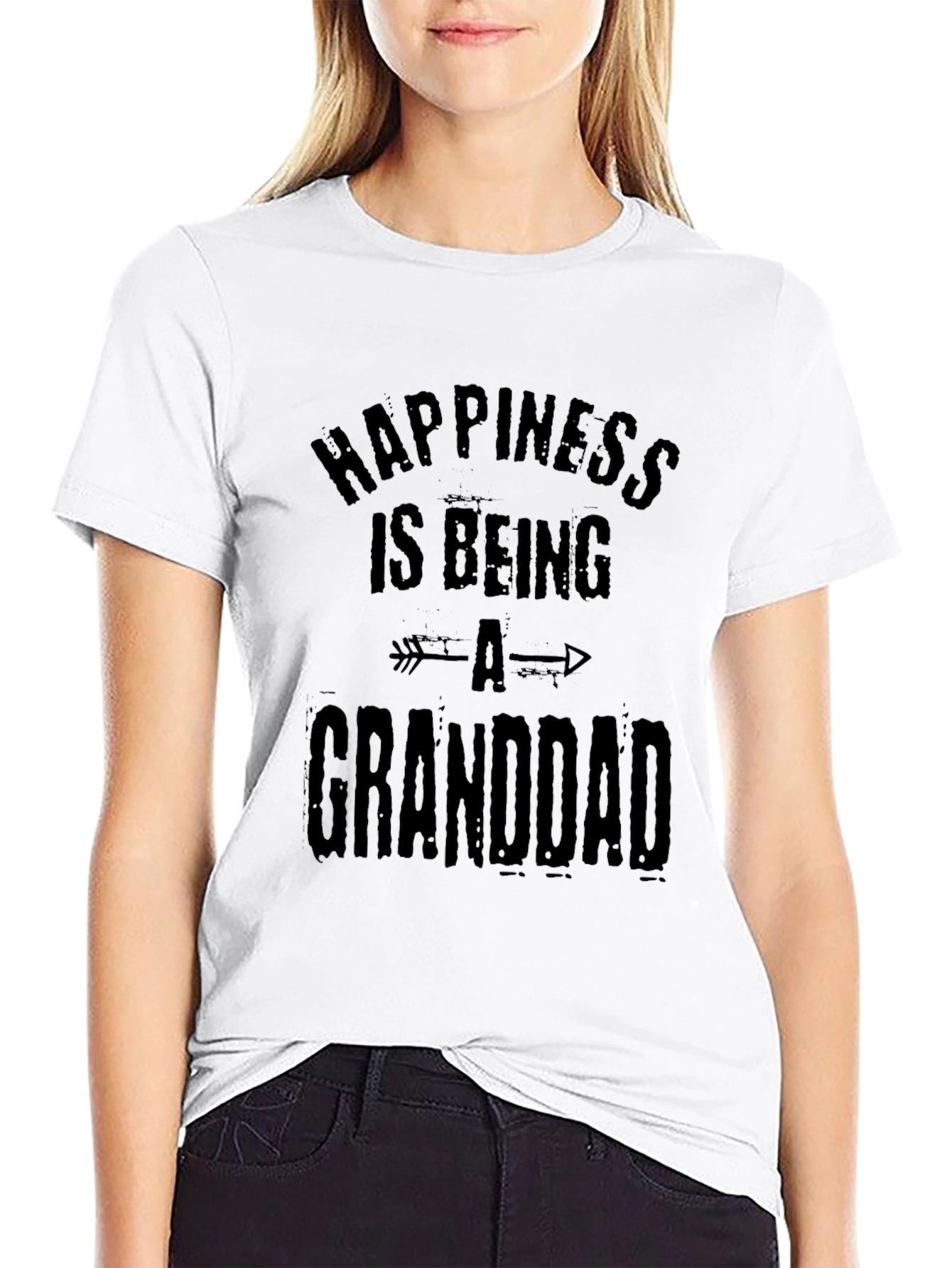 Happiness Is Being A Granddad Mens Black T-Shirt