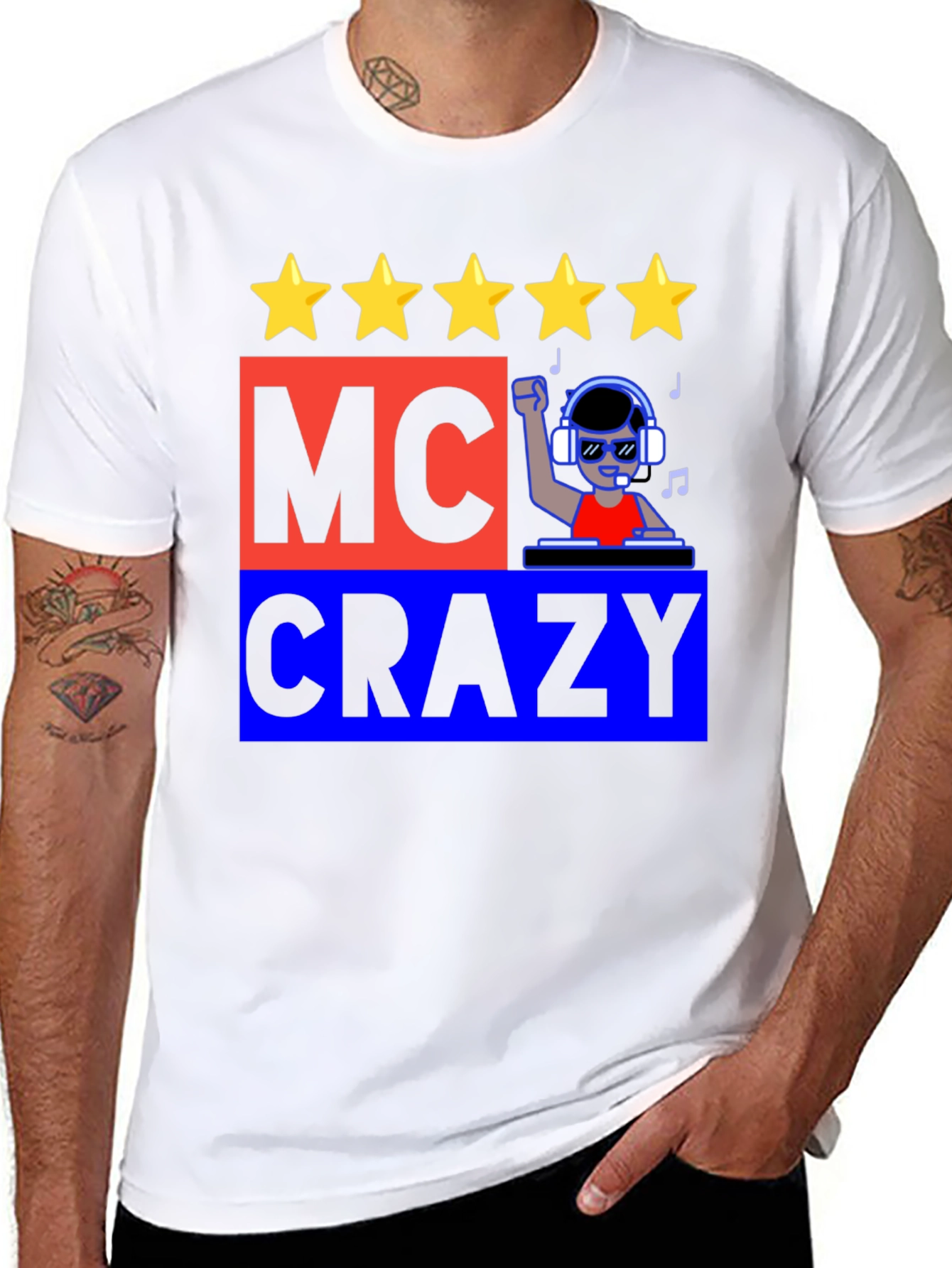 MC Crazy Graphic T-Shirt - Music DJ Design