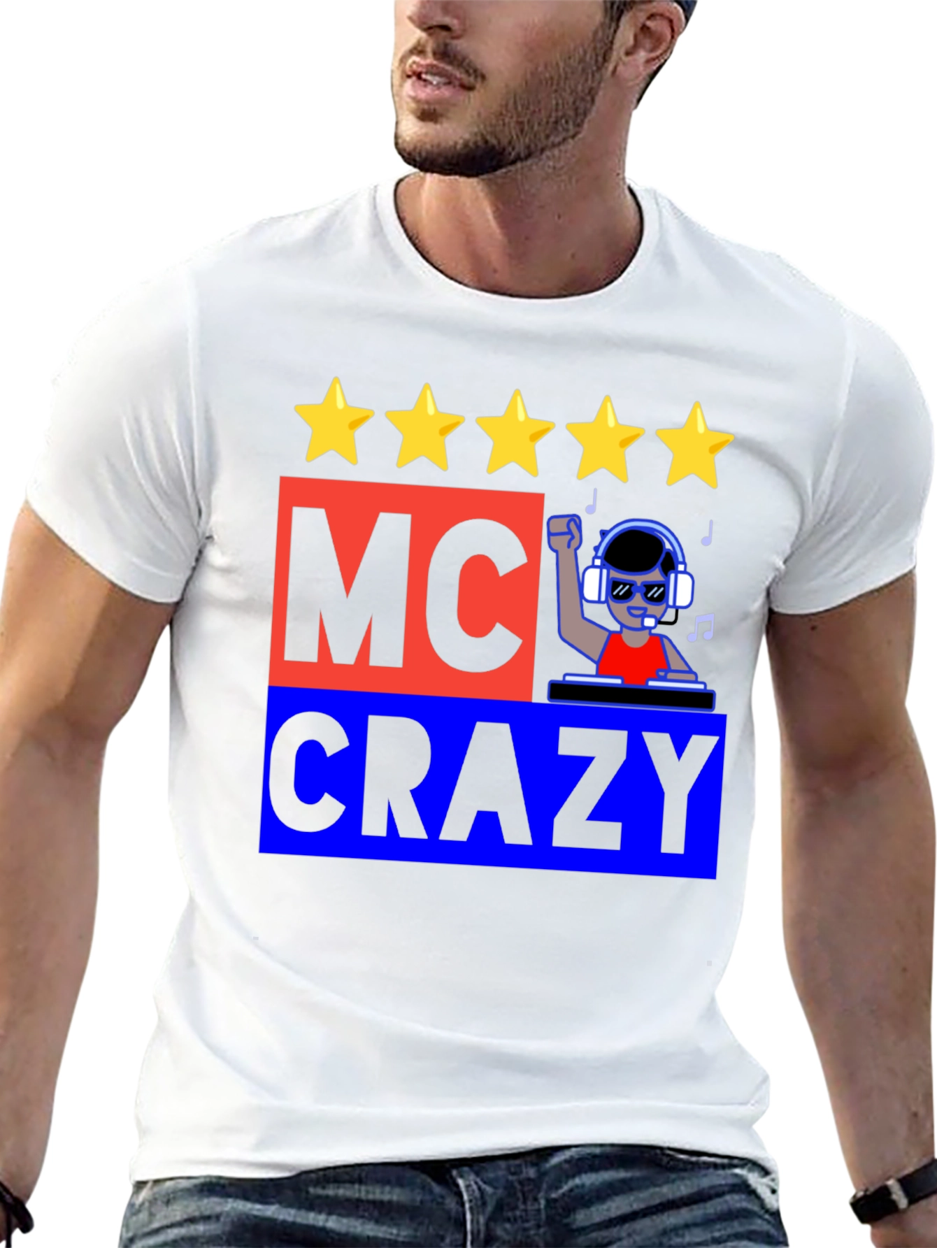 MC Crazy Graphic T-Shirt - Music DJ Design