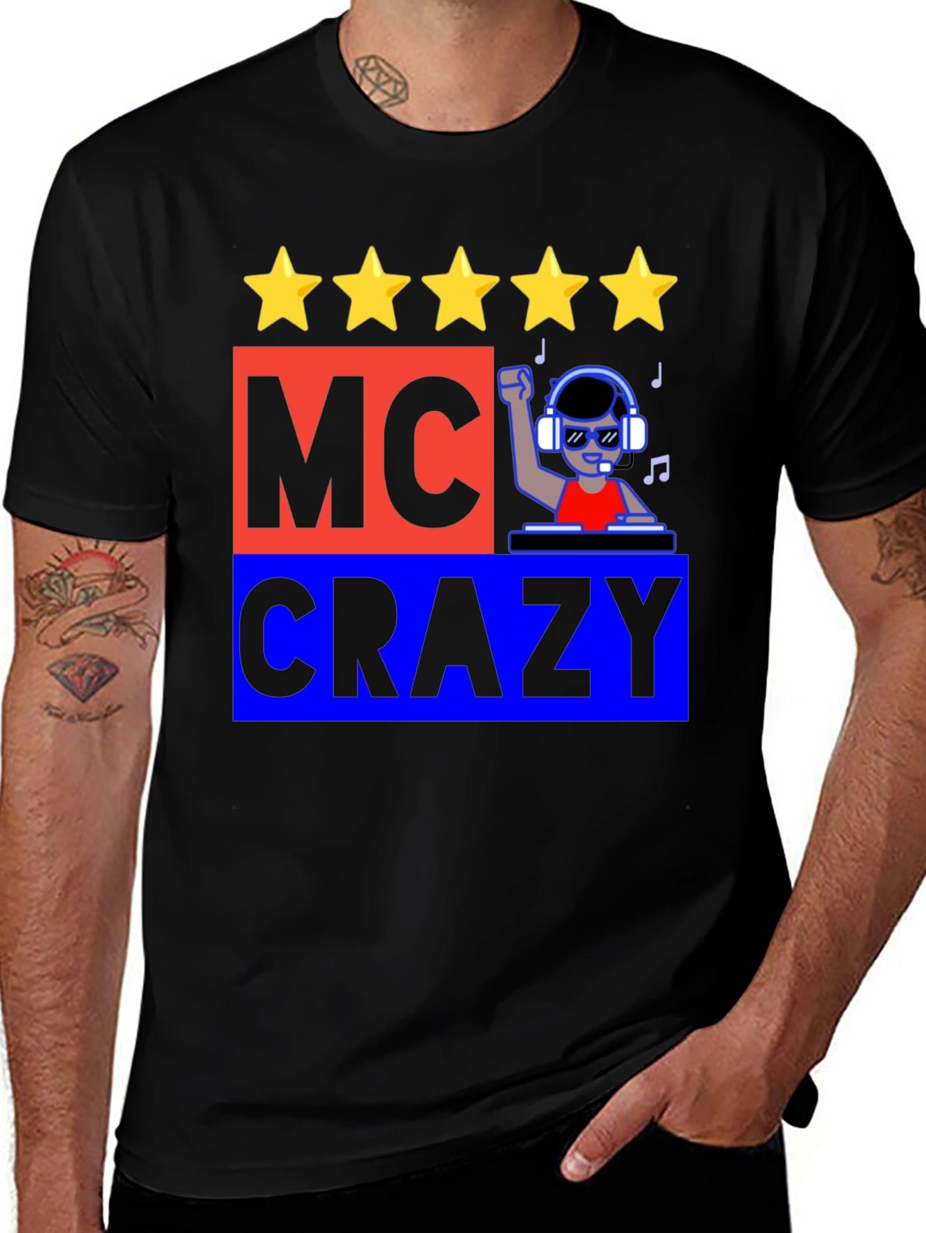 MC Crazy Graphic T-Shirt - Music DJ Design