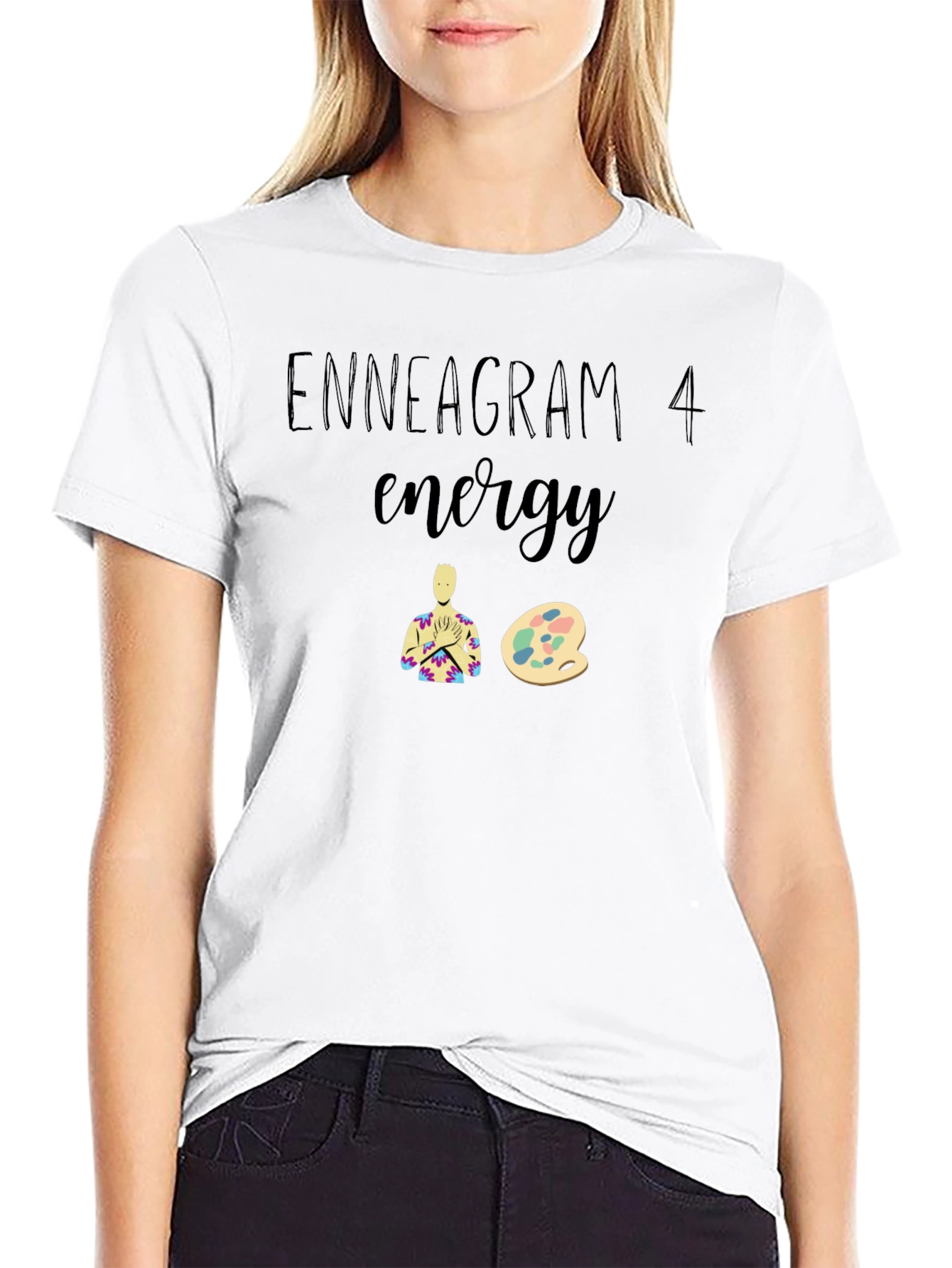 Enneagram 4 Energy Graphic Tee - Black Cotton Blend
