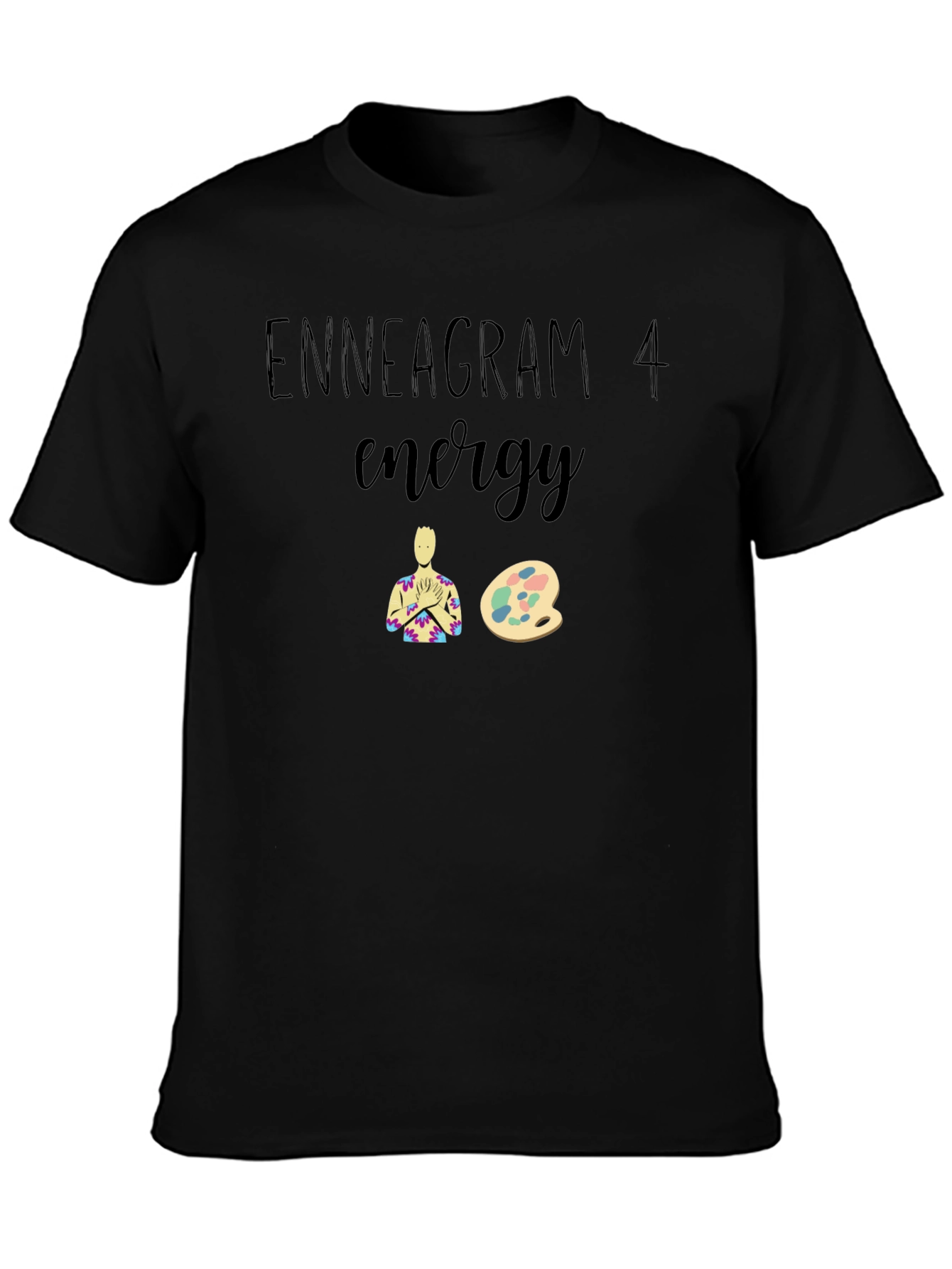 Enneagram 4 Energy Graphic Tee - Black Cotton Blend