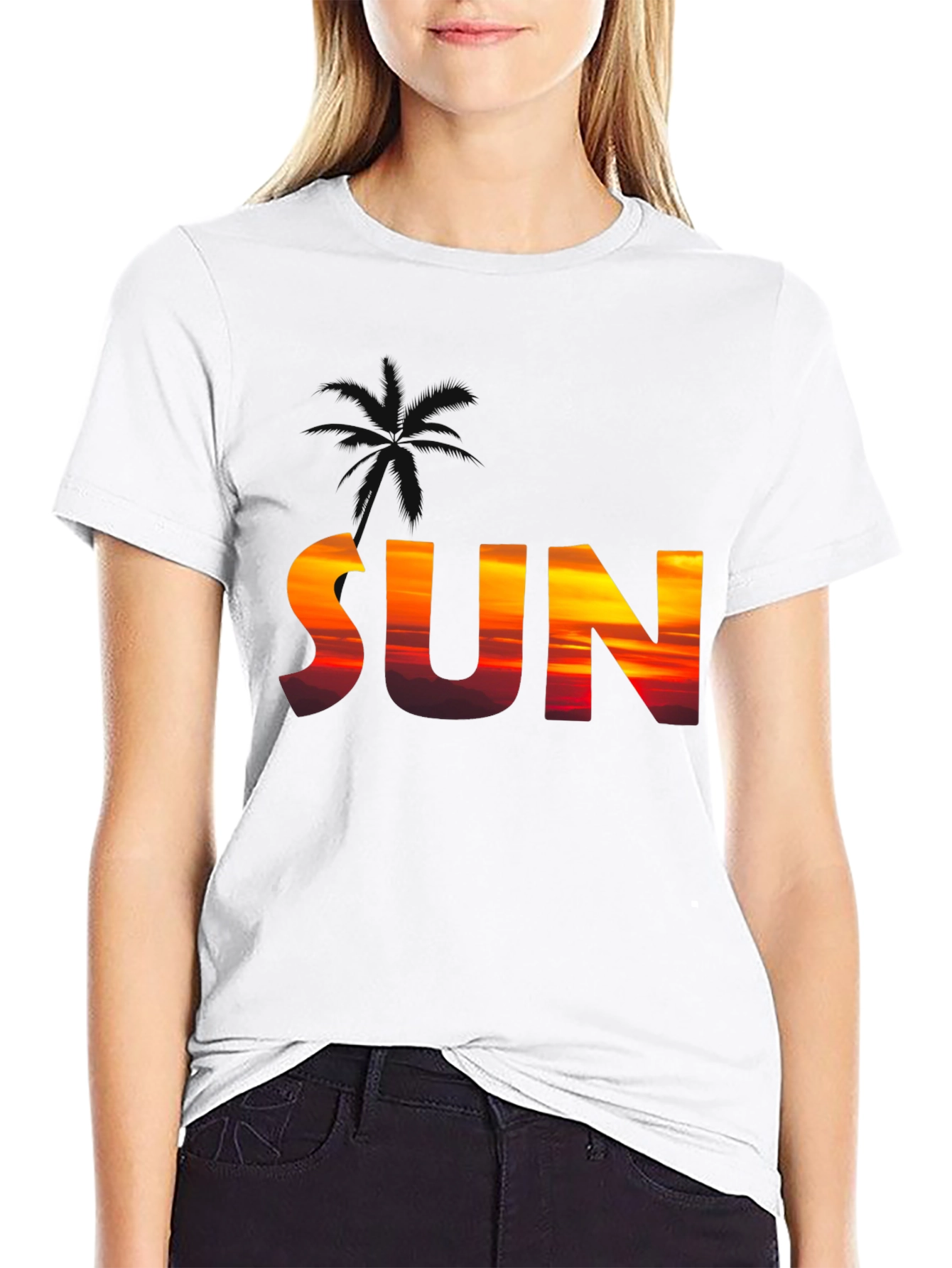 Sunset Palm Tee - Tropical Vibes