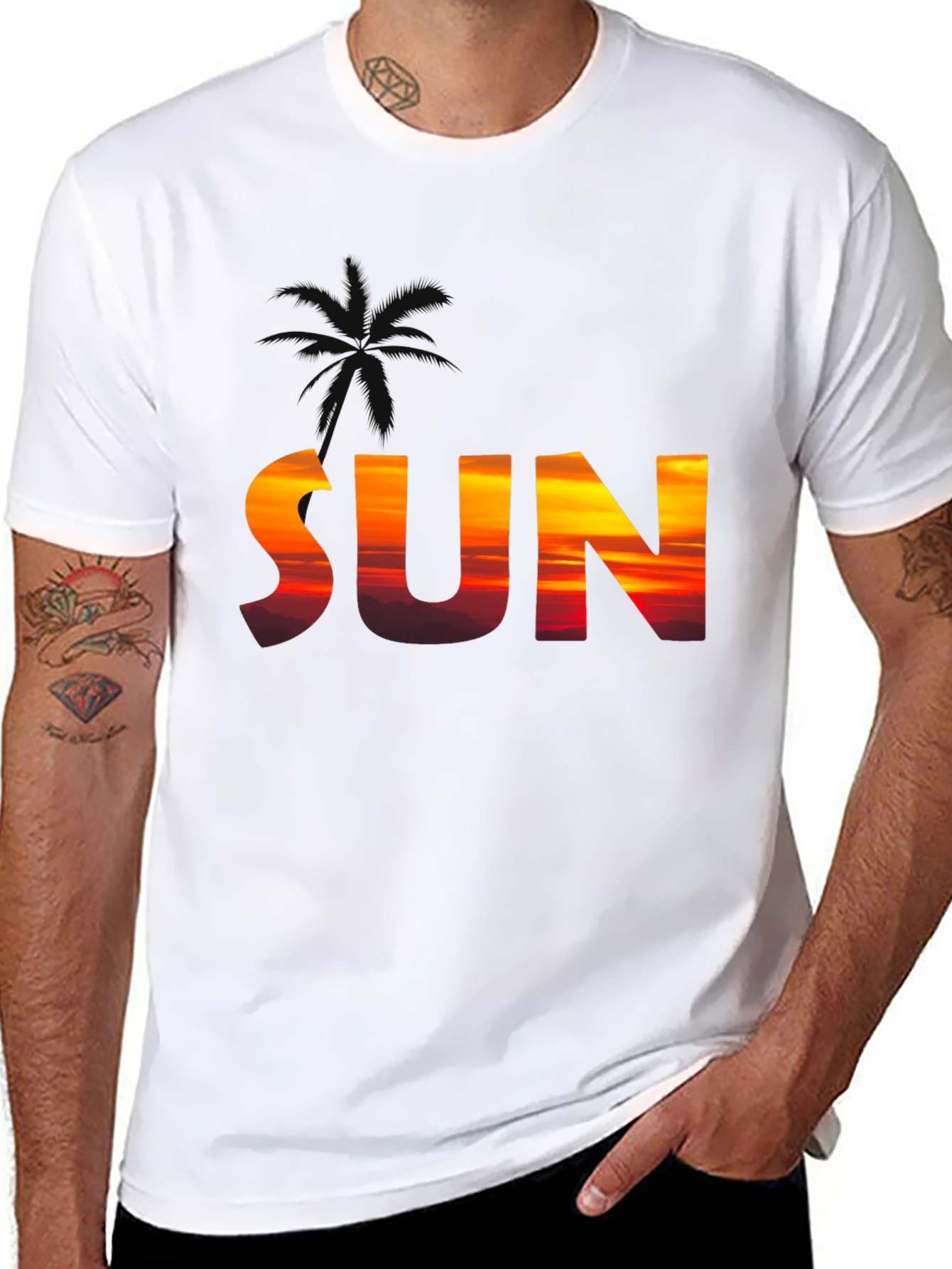 Sunset Palm Tee - Tropical Vibes