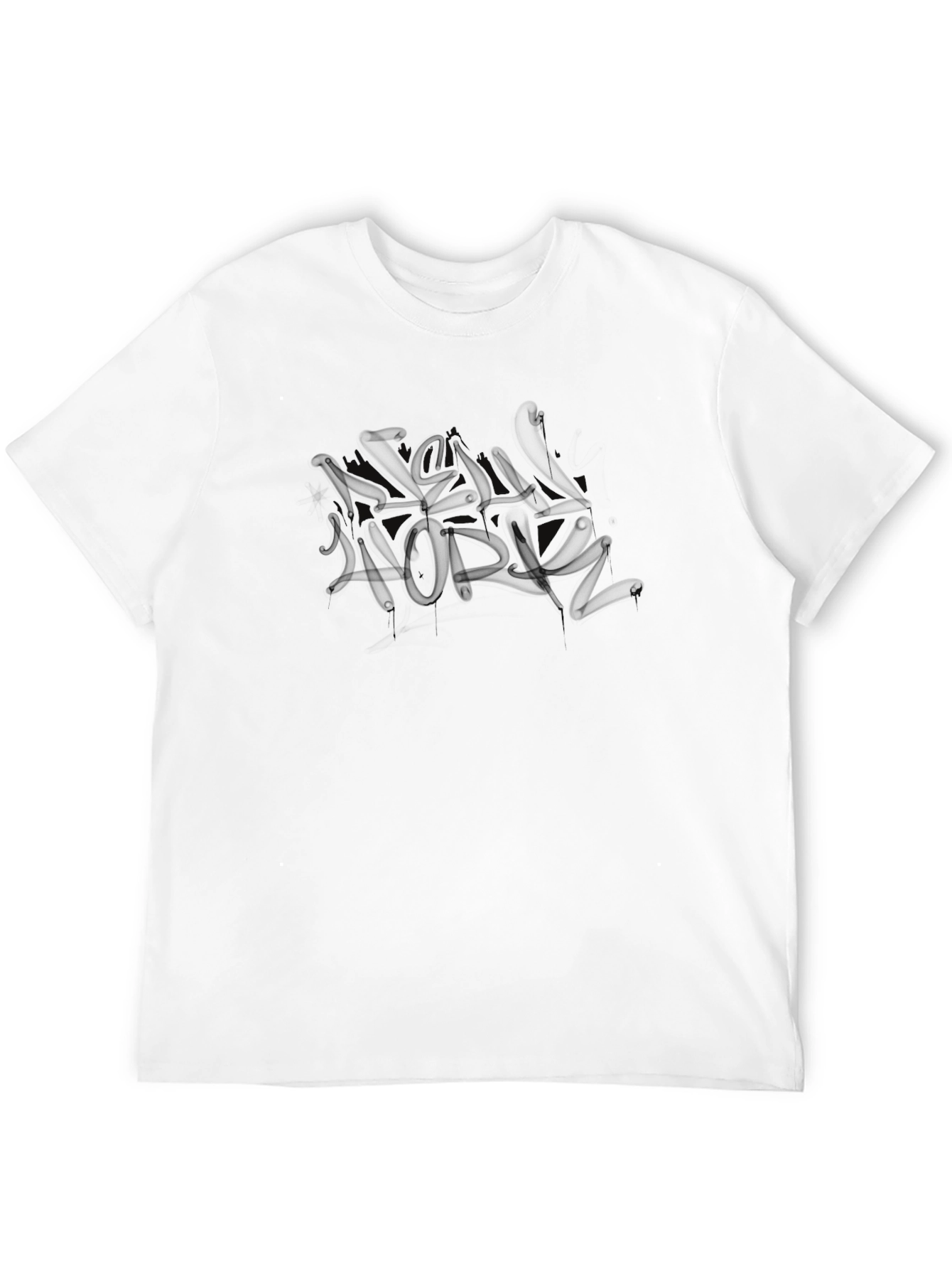 Black Graphic Print Mens Crew Neck T-Shirt