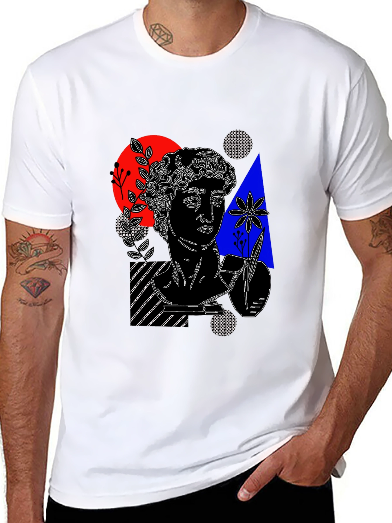 Abstract Statue Graphic Tee - Mens Black T-Shirt