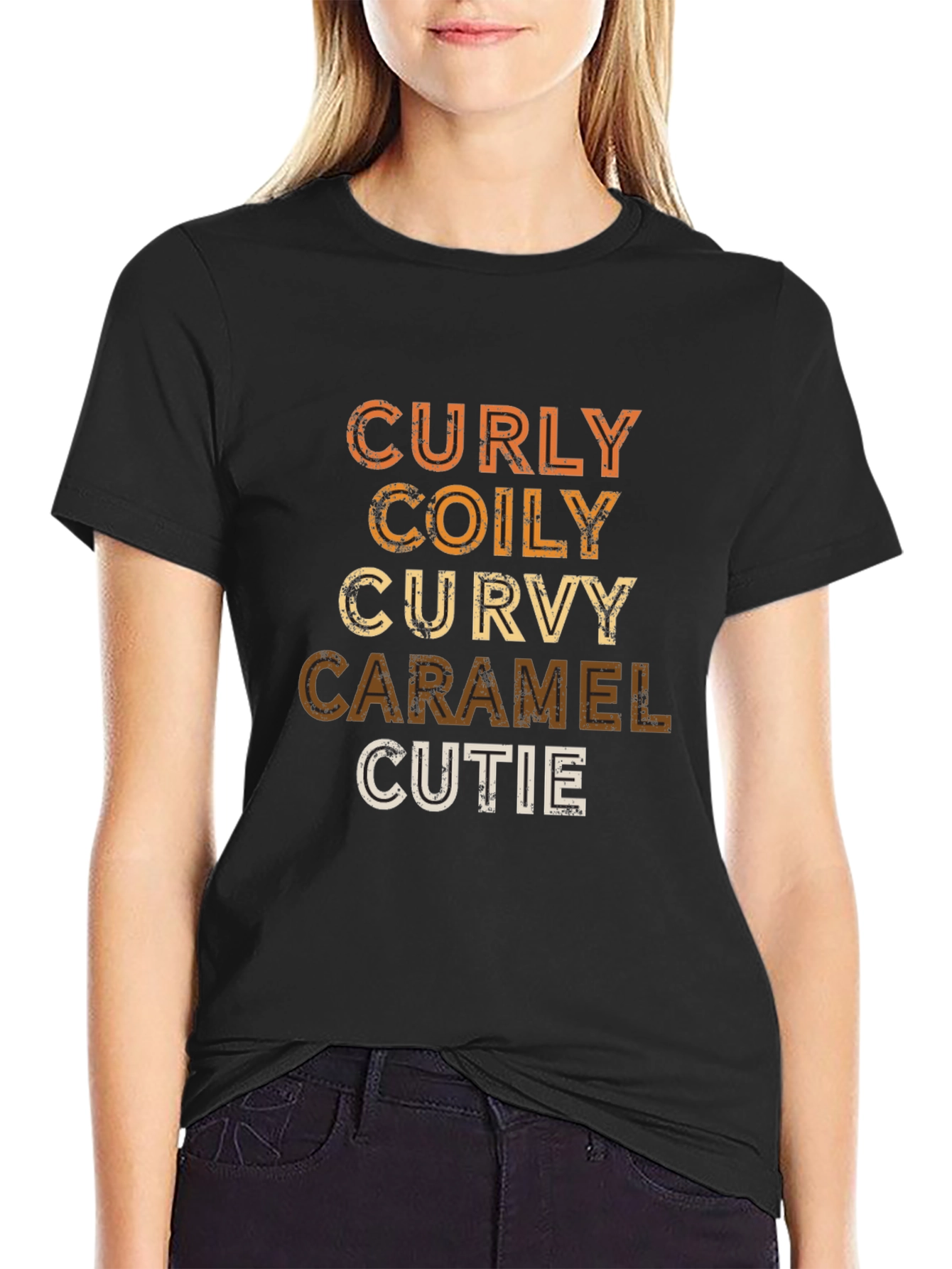 Curly Coily Curvy Caramel Cutie Graphic Tee