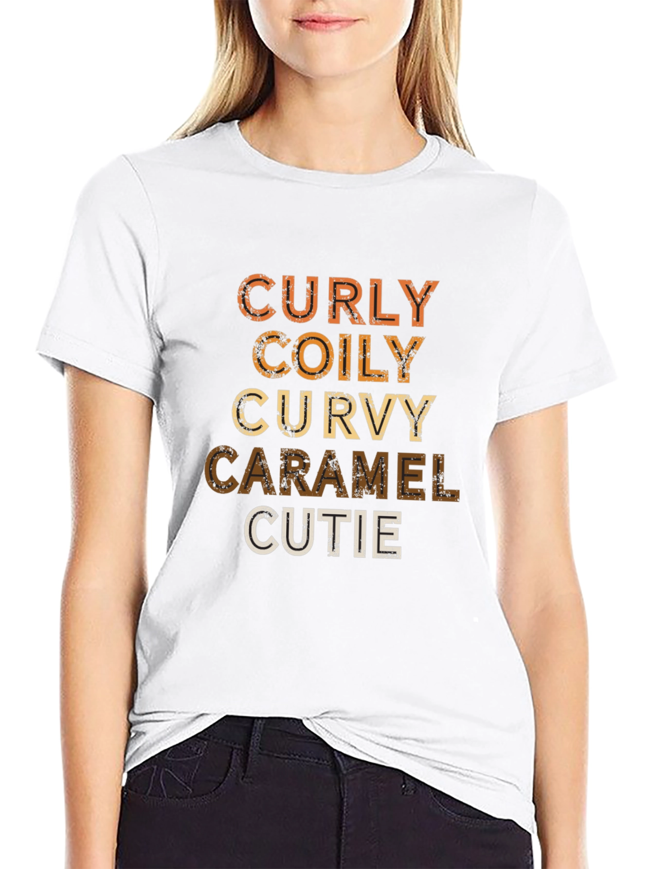 Curly Coily Curvy Caramel Cutie Graphic Tee