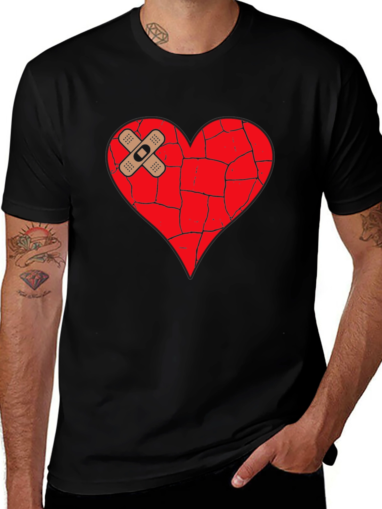 Mended Heart Graphic Tee - Unisex Black T-Shirt