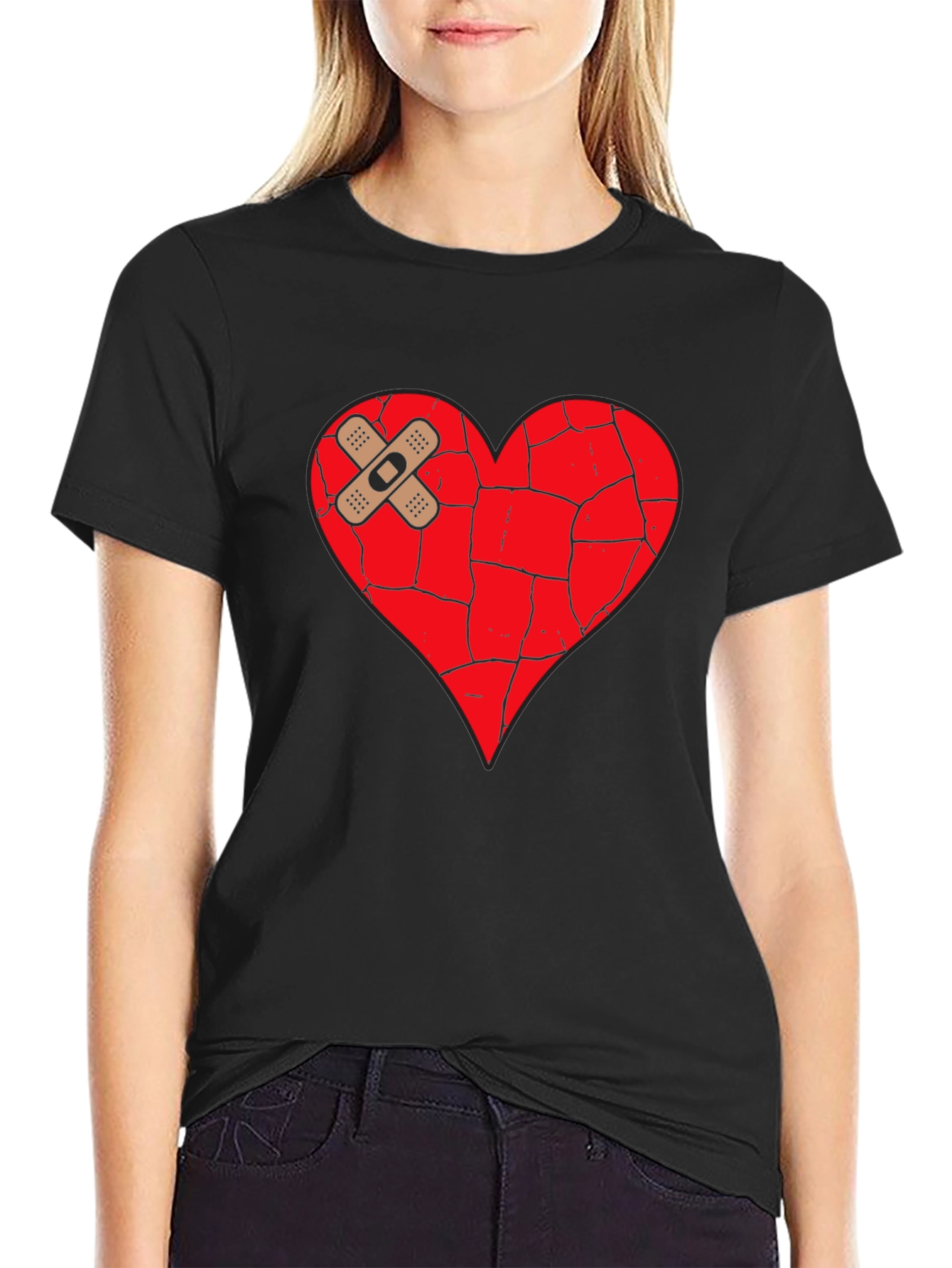 Mended Heart Graphic Tee - Unisex Black T-Shirt