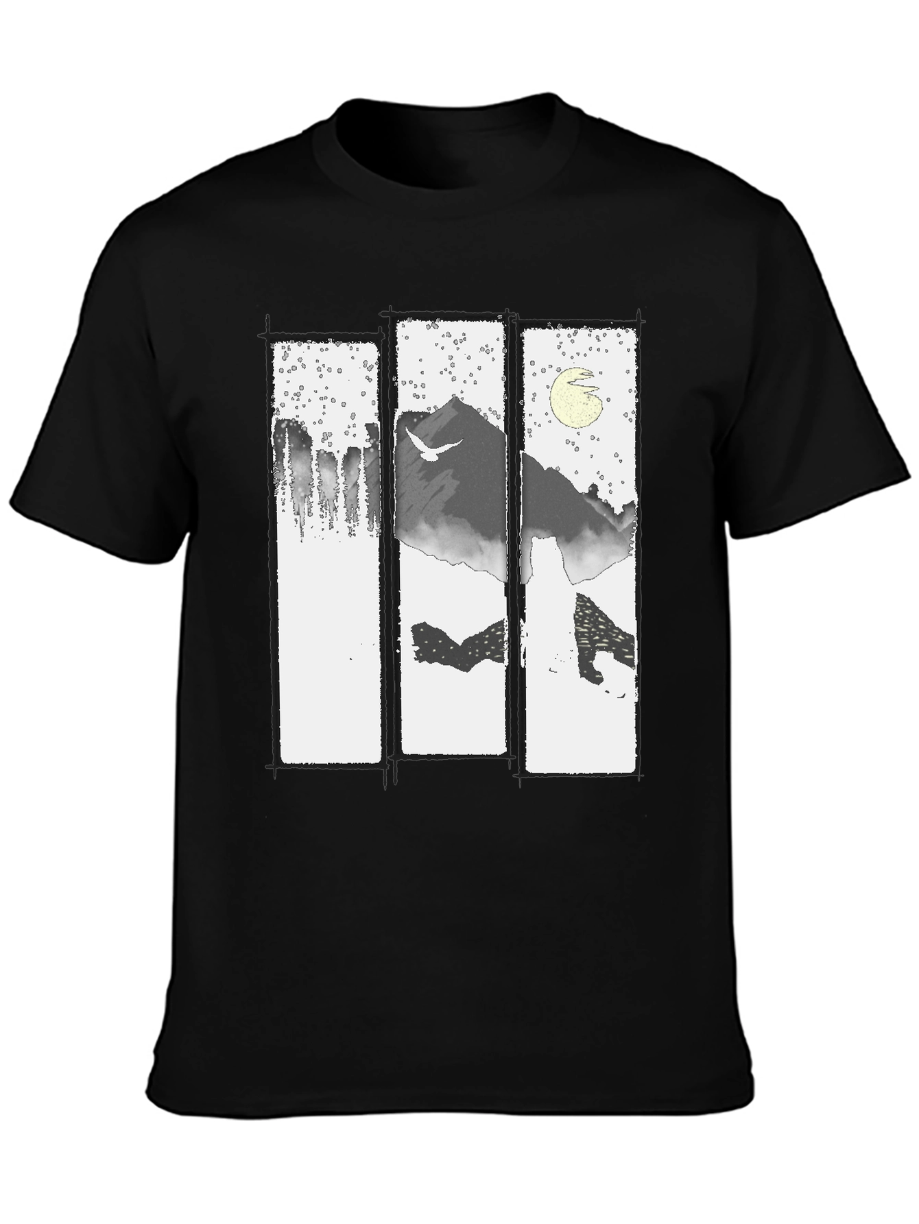Mountain Scene Graphic T-Shirt - Black