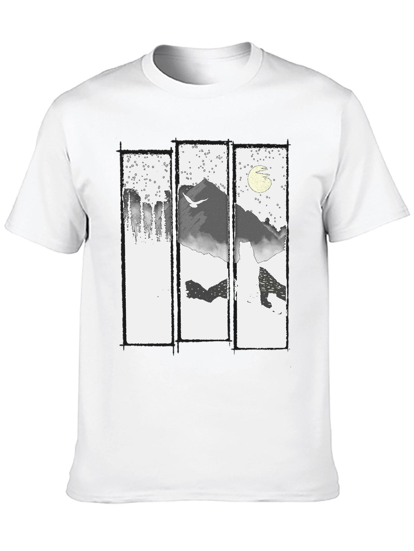 Mountain Scene Graphic T-Shirt - Black