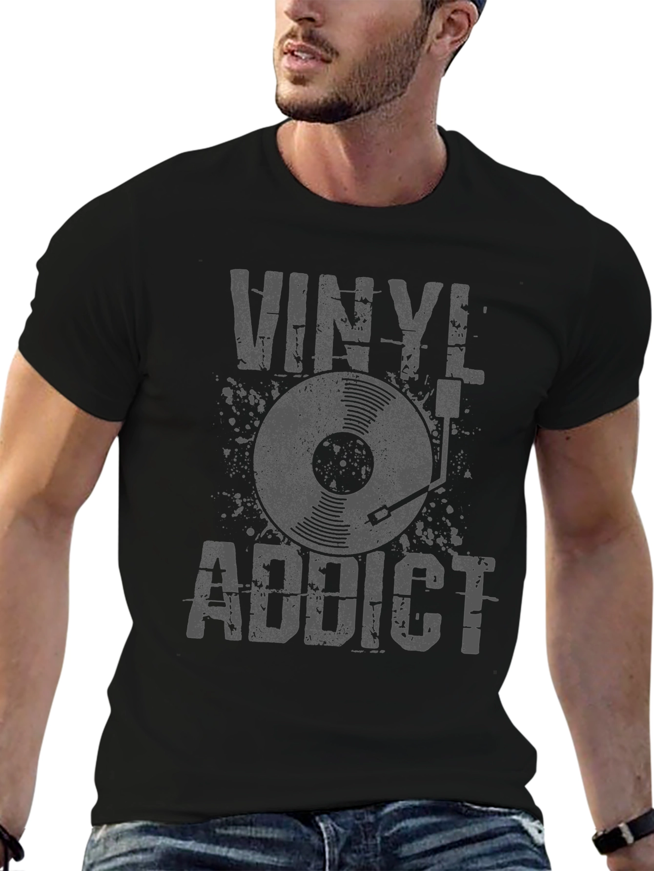 Vinyl Addict Graphic Tee - Retro Music Lover T-Shirt