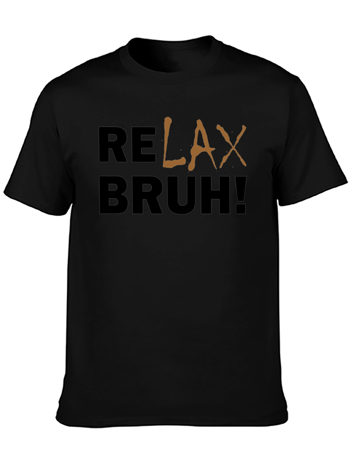 Relax Bruh! Graphic Print Black Cotton T-Shirt