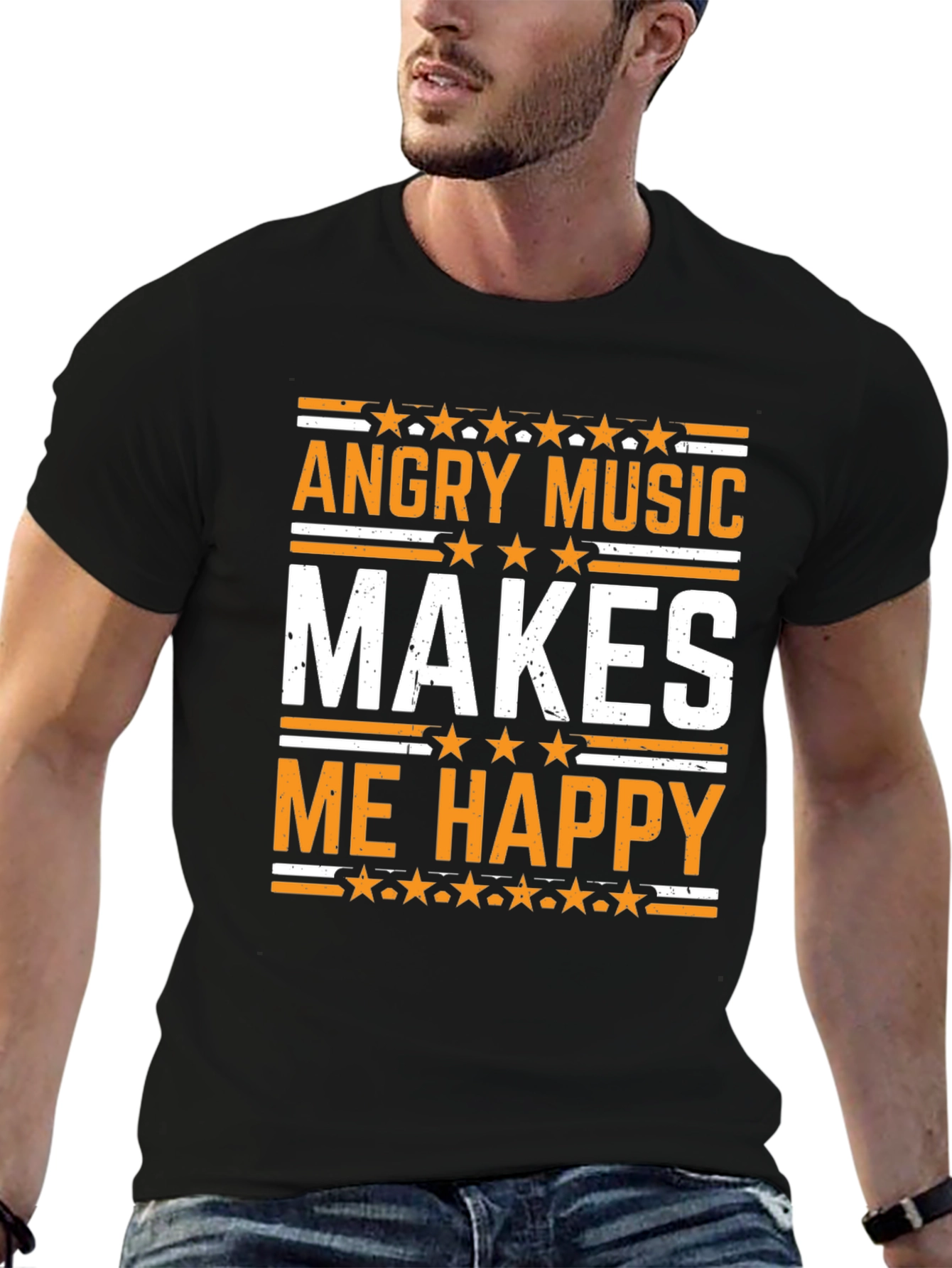 Angry Music Makes Me Happy Black T-Shirt