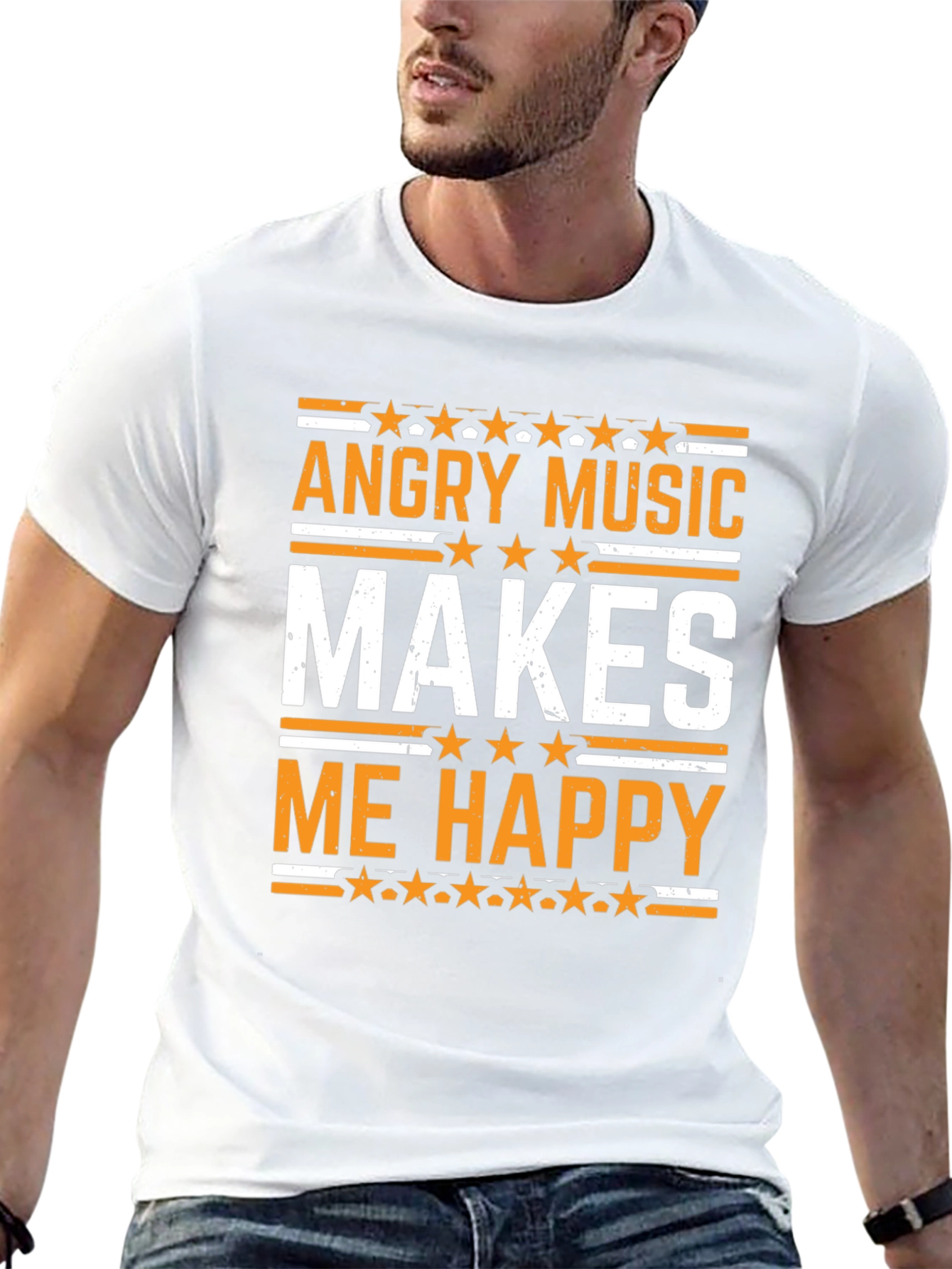 Angry Music Makes Me Happy Black T-Shirt