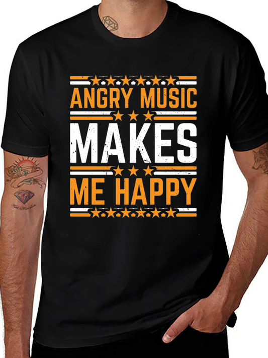 Angry Music Makes Me Happy Black T-Shirt