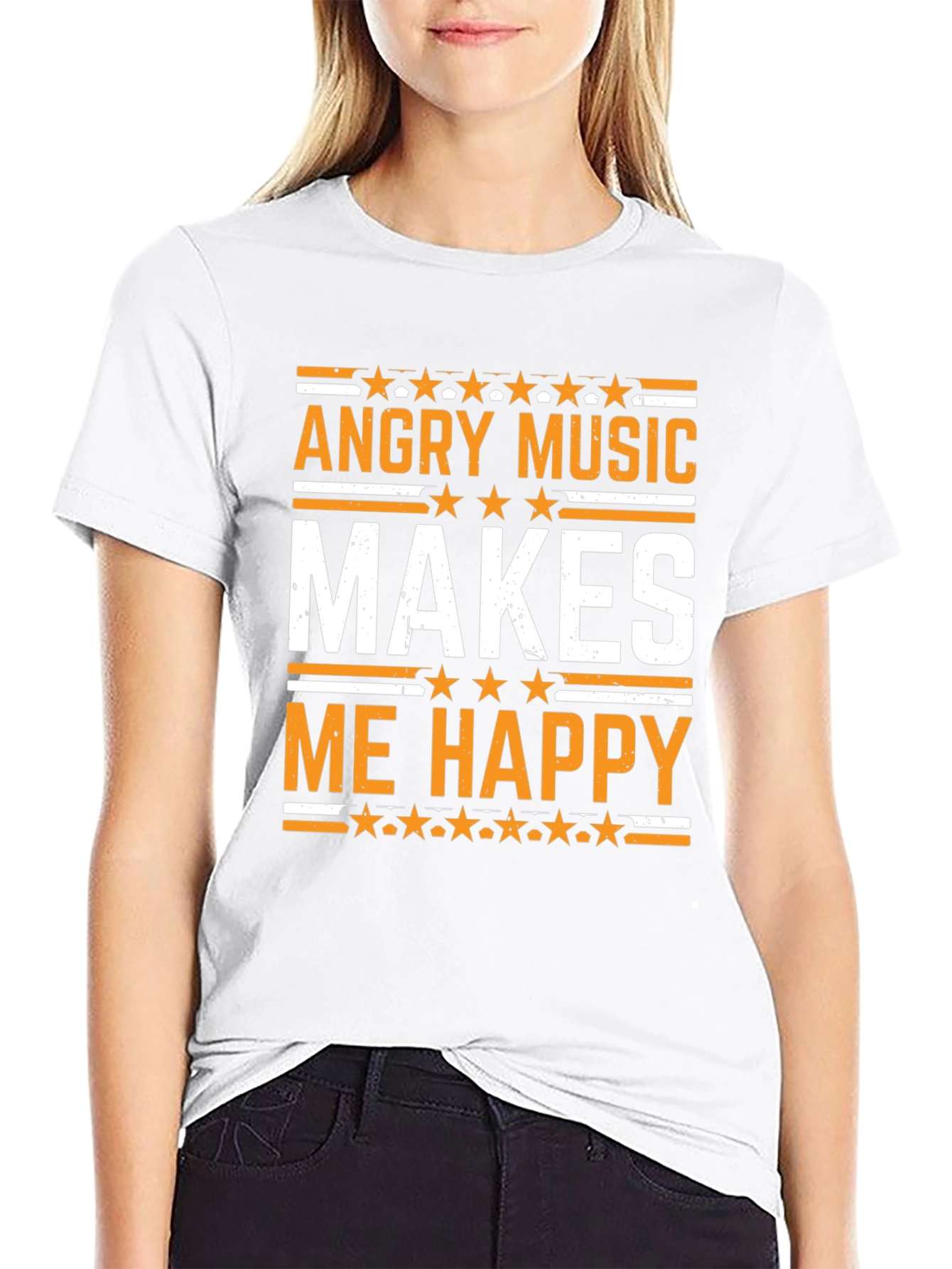 Angry Music Makes Me Happy Black T-Shirt