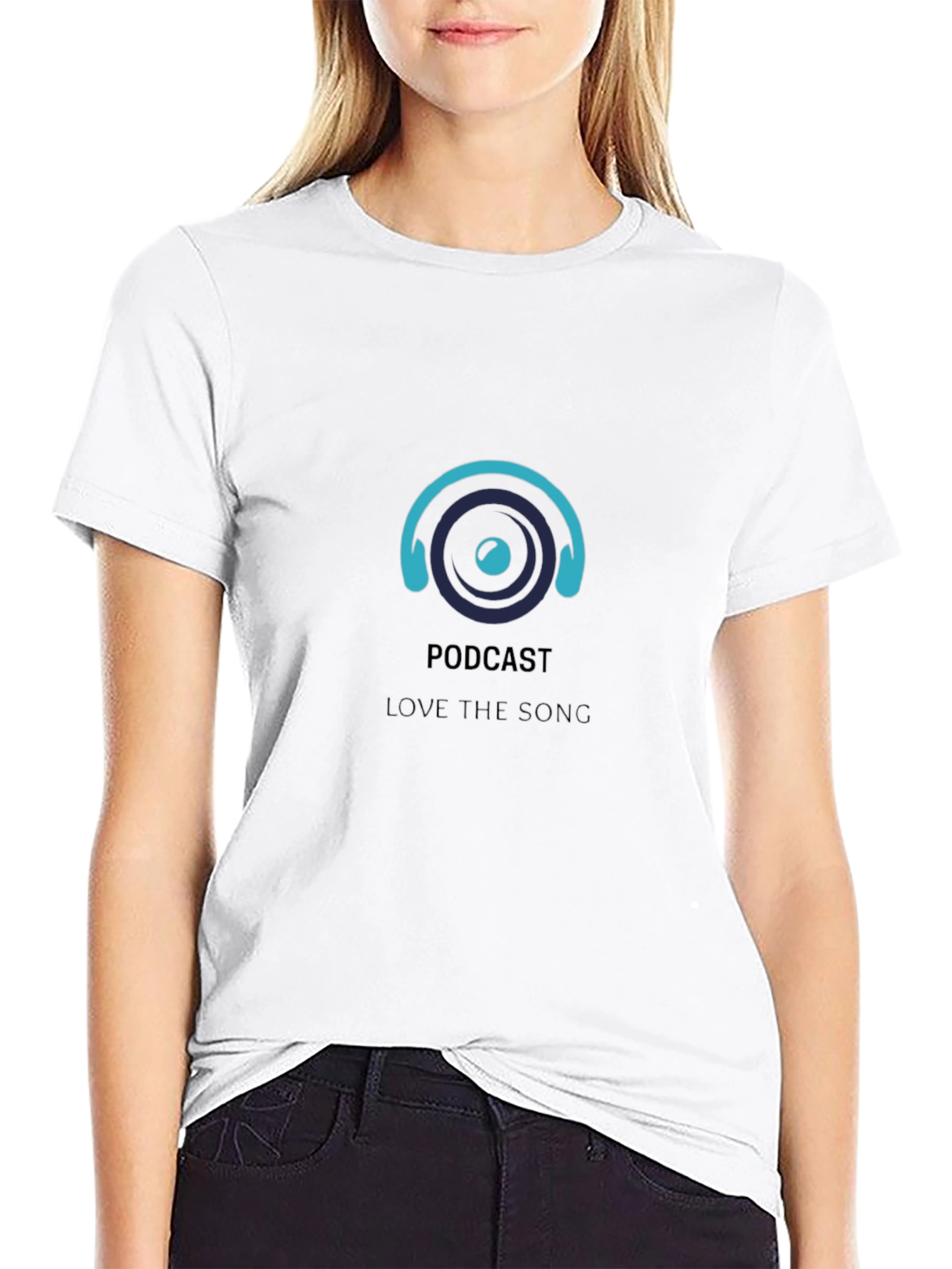 Podcast Headphones Graphic Tee - Stylish Black T-Shirt