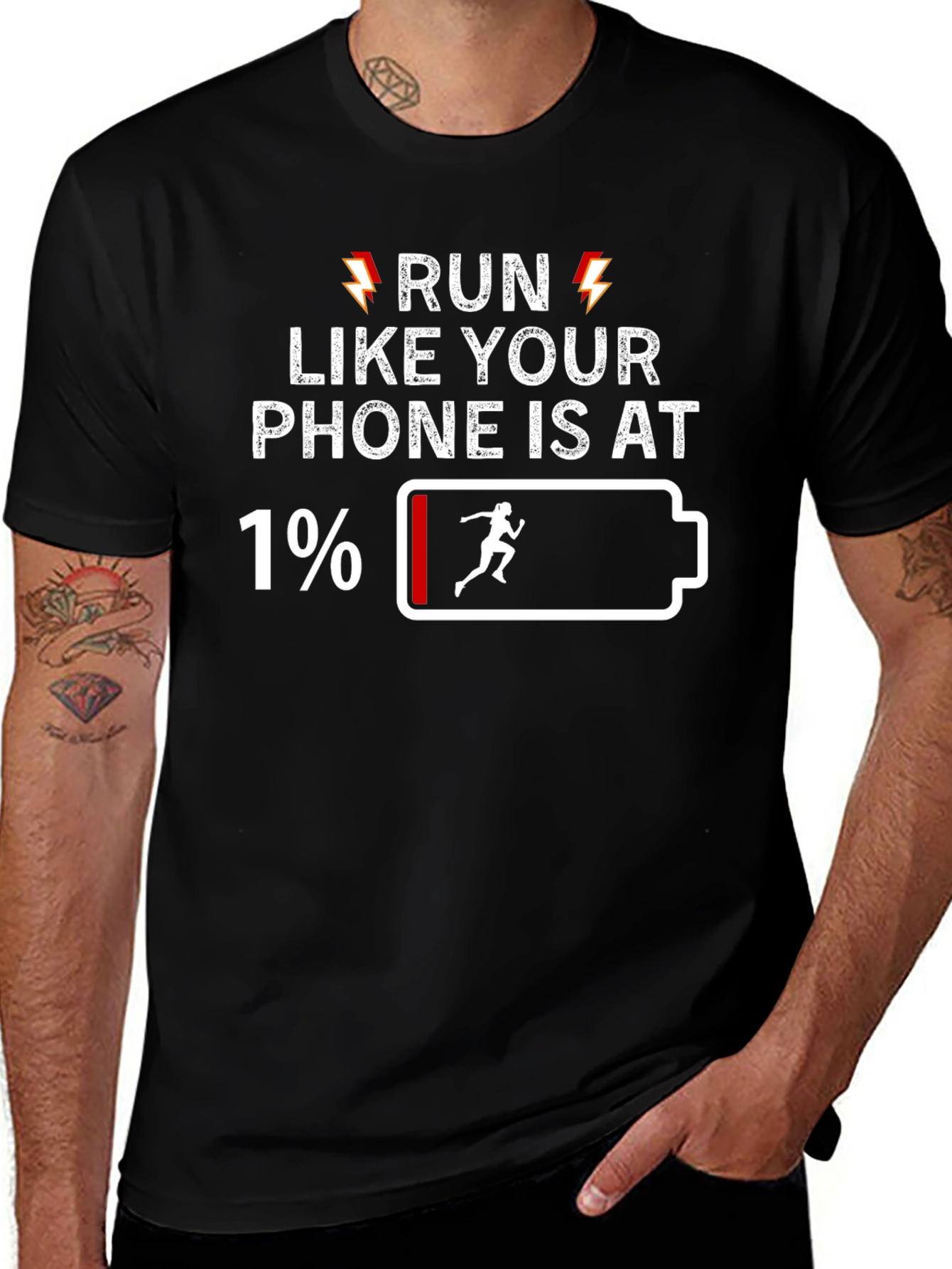 Run Like Your Phone Is At 1% Funny T-Shirt