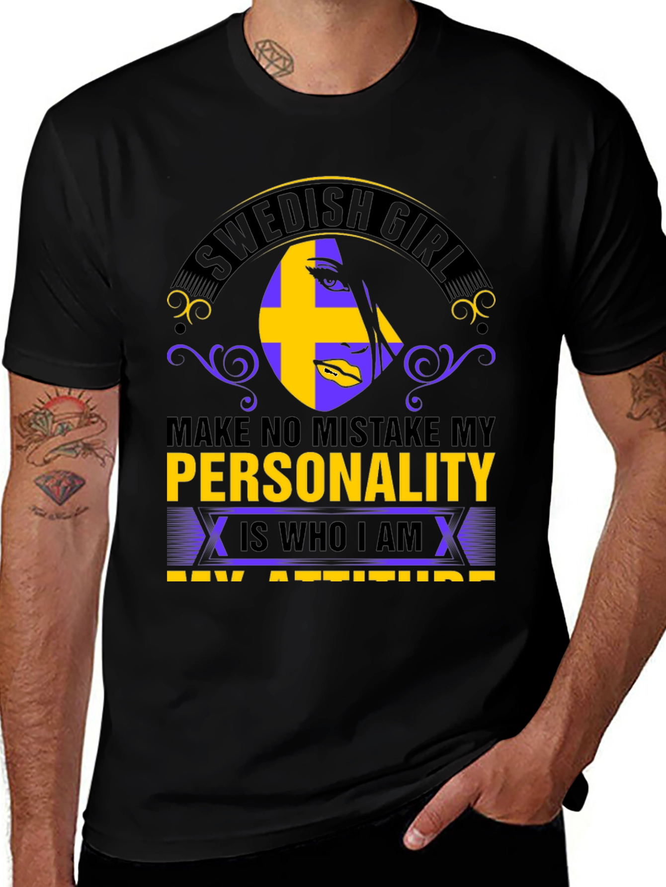Swedish Girl Personality T-Shirt - Black