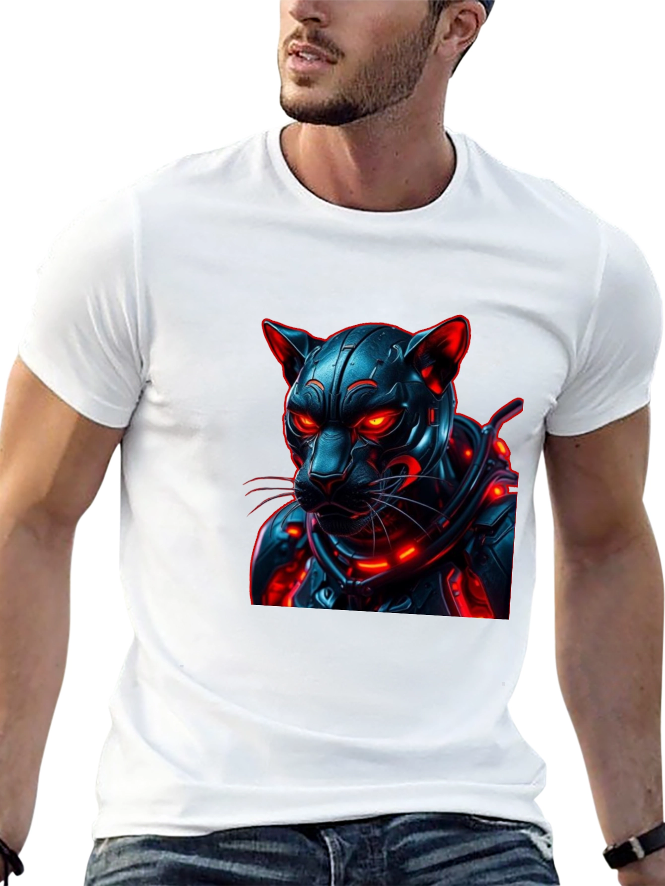 Cyberpunk Panther Graphic Tee - Black