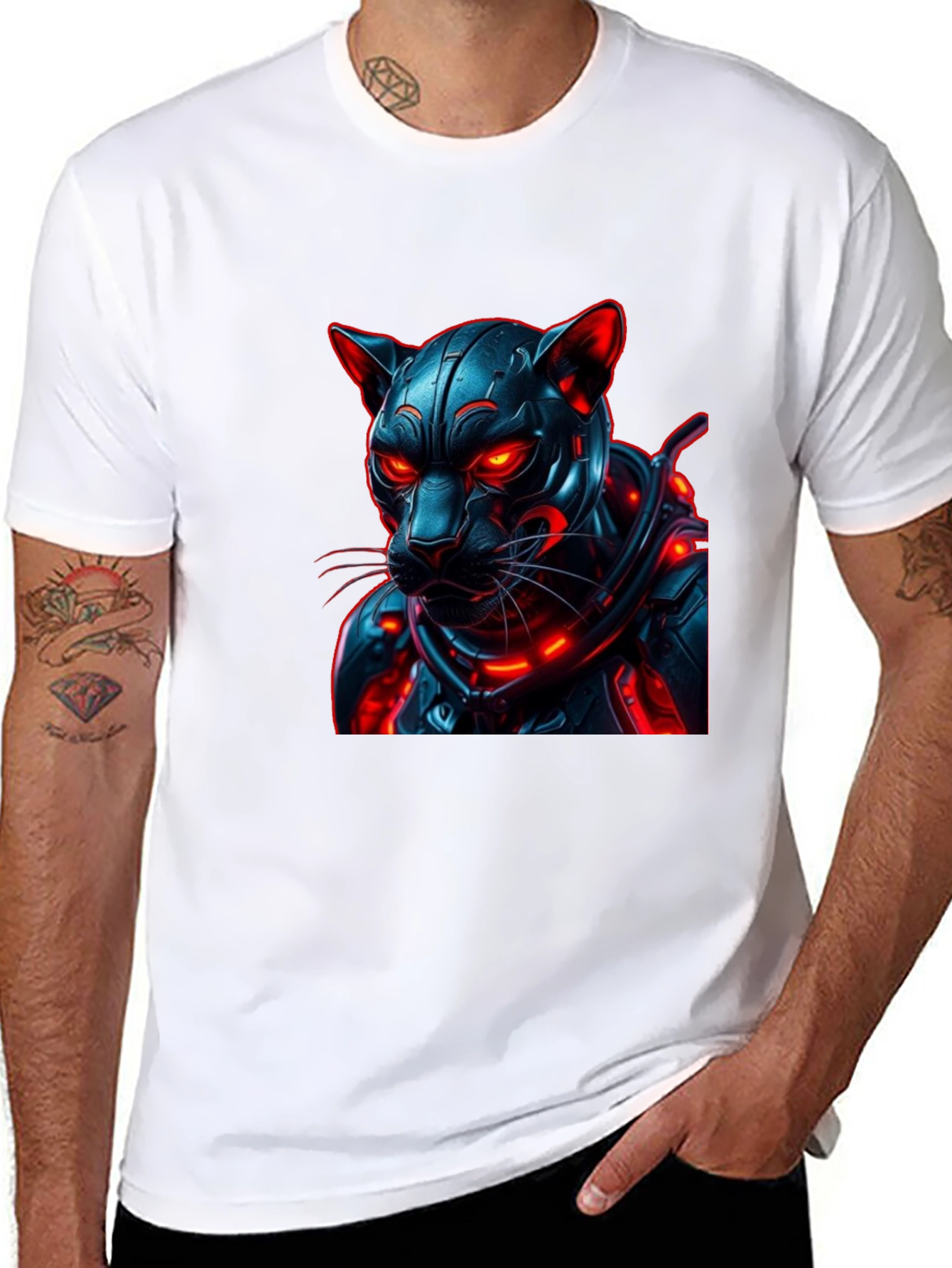 Cyberpunk Panther Graphic Tee - Black