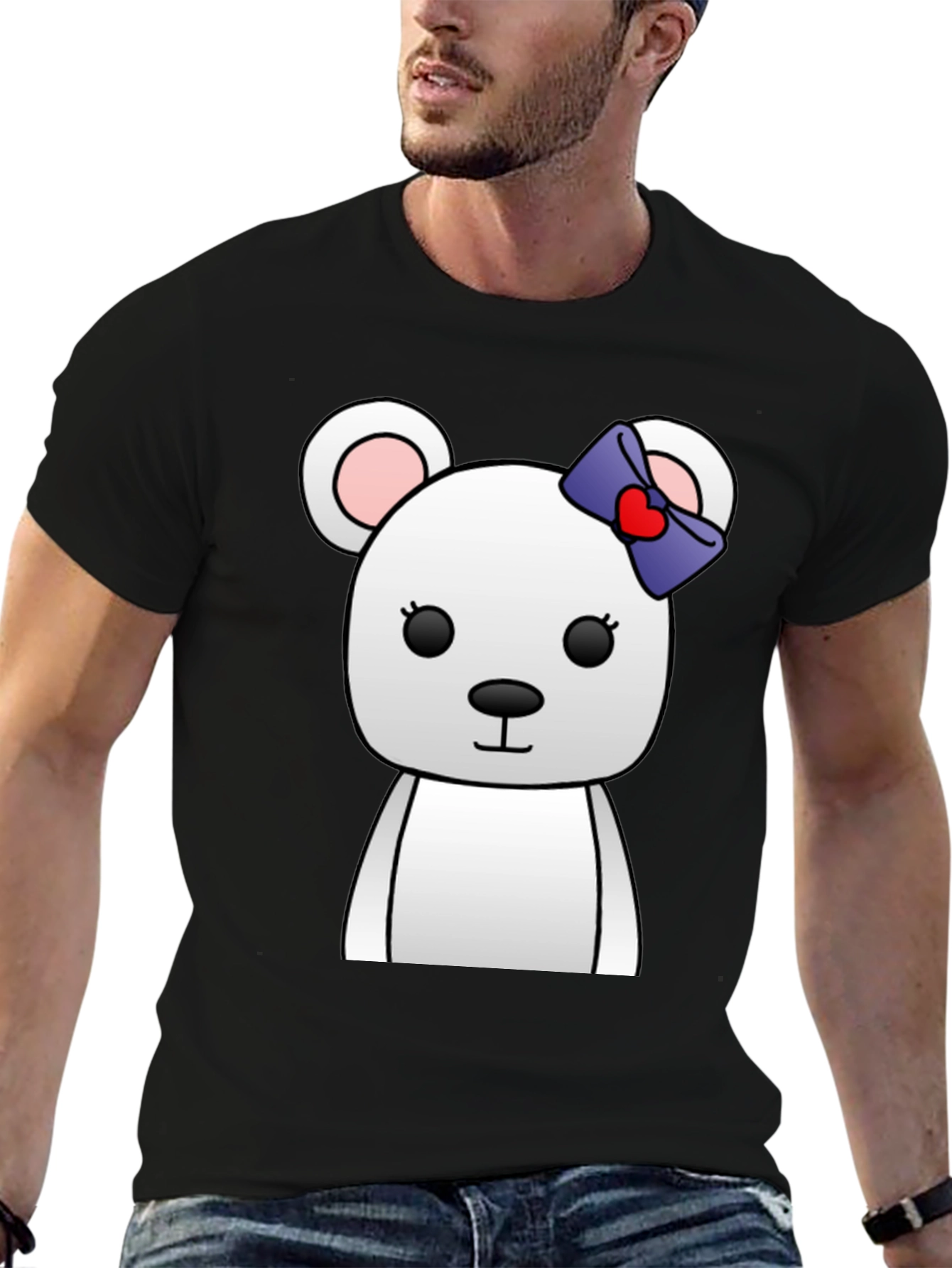 Cute Cartoon Bear T-Shirt - Unisex Black Tee