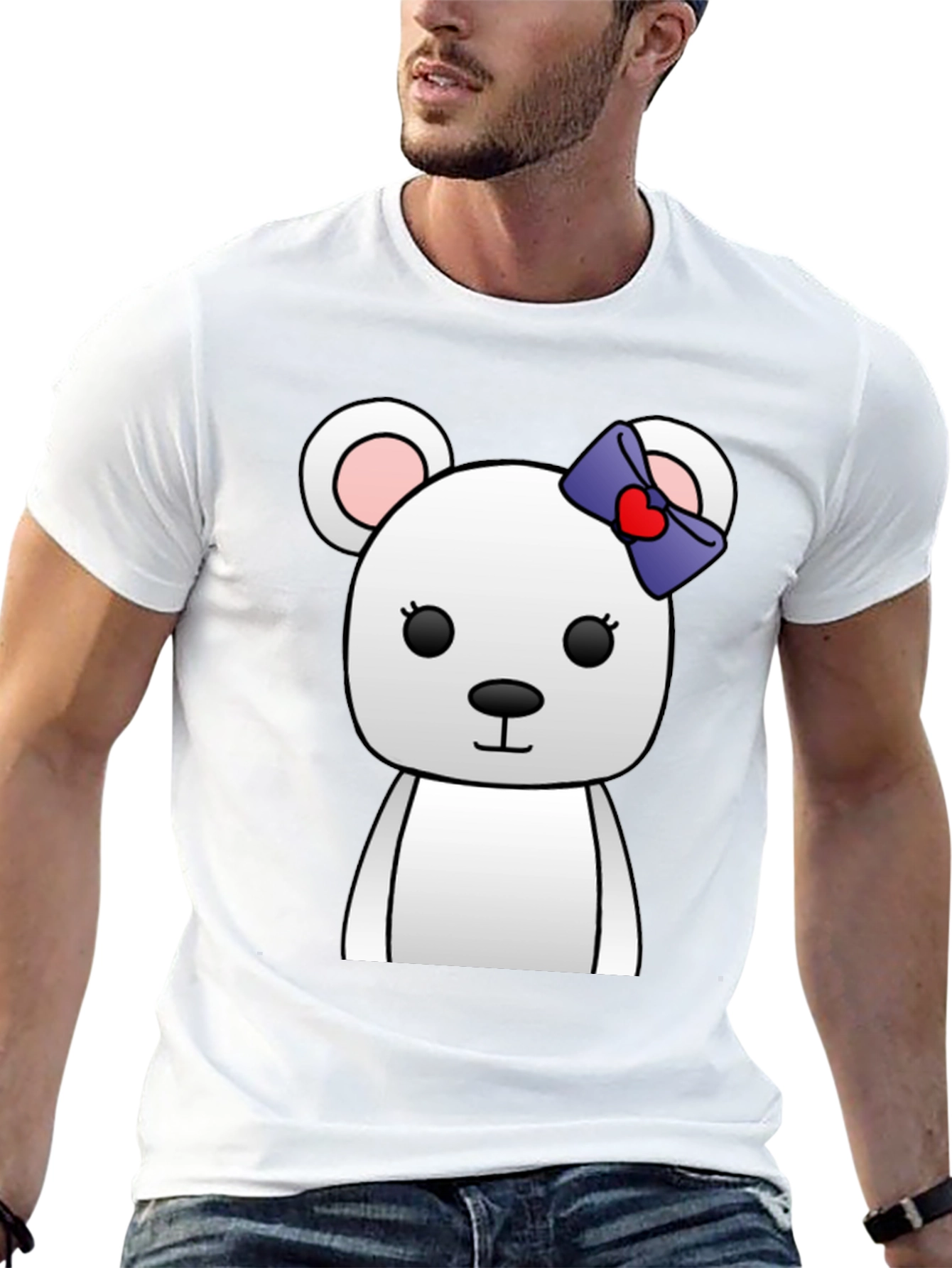 Cute Cartoon Bear T-Shirt - Unisex Black Tee