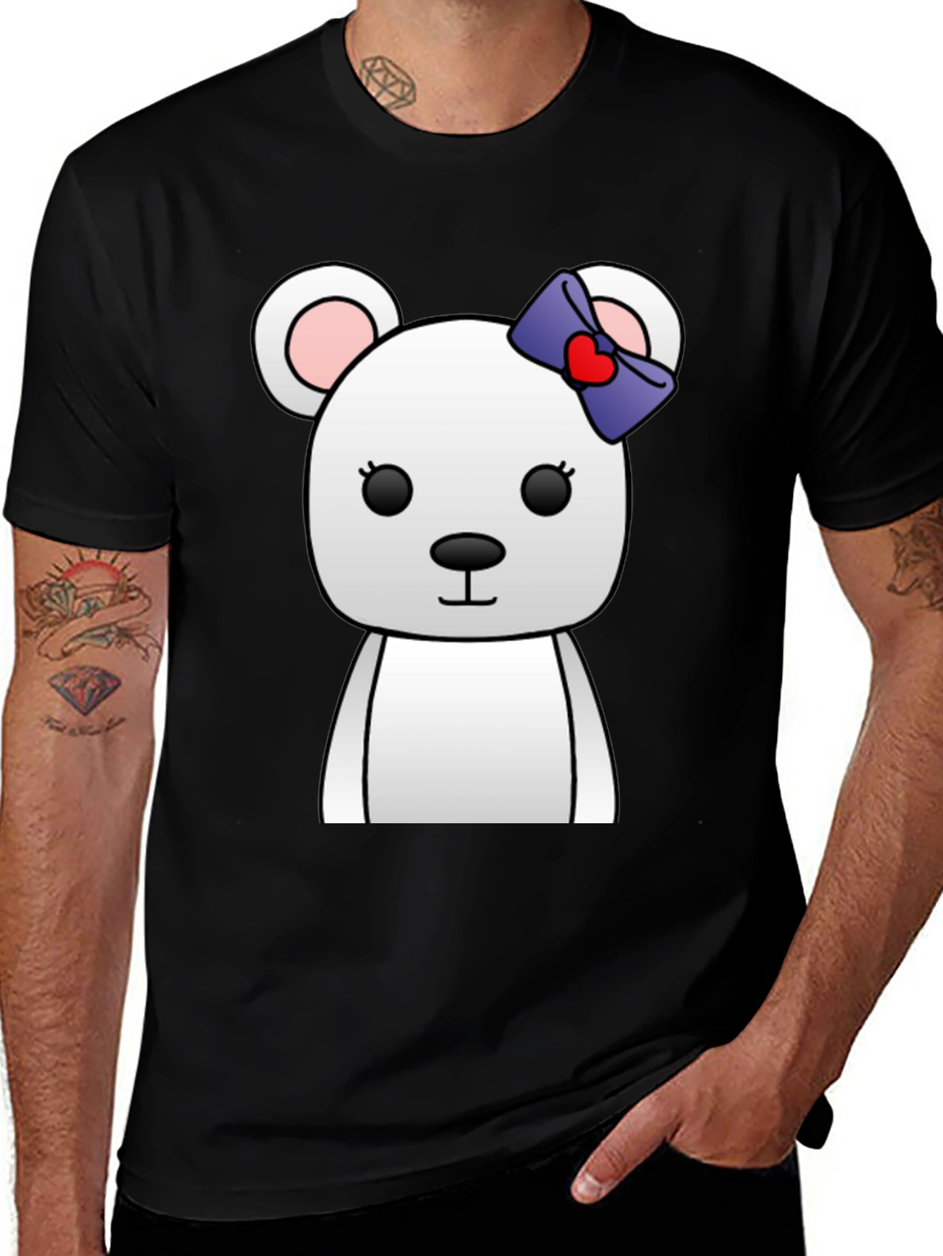 Cute Cartoon Bear T-Shirt - Unisex Black Tee