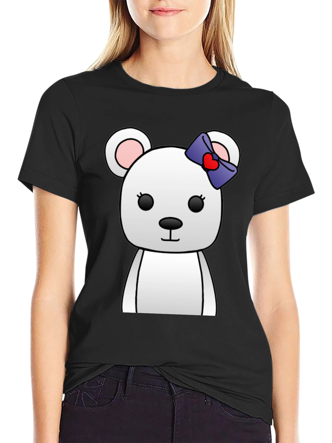 Cute Cartoon Bear T-Shirt - Unisex Black Tee