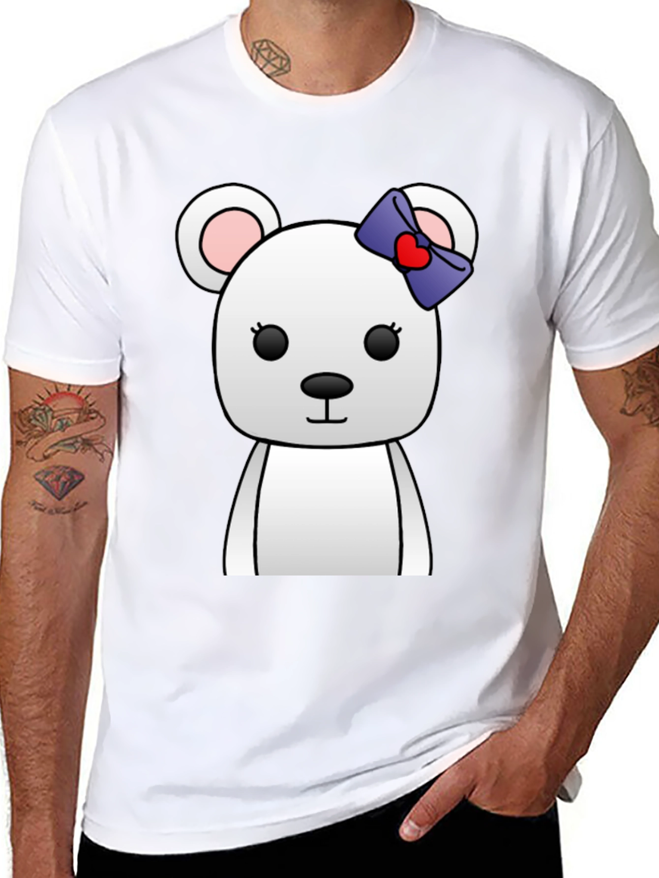 Cute Cartoon Bear T-Shirt - Unisex Black Tee