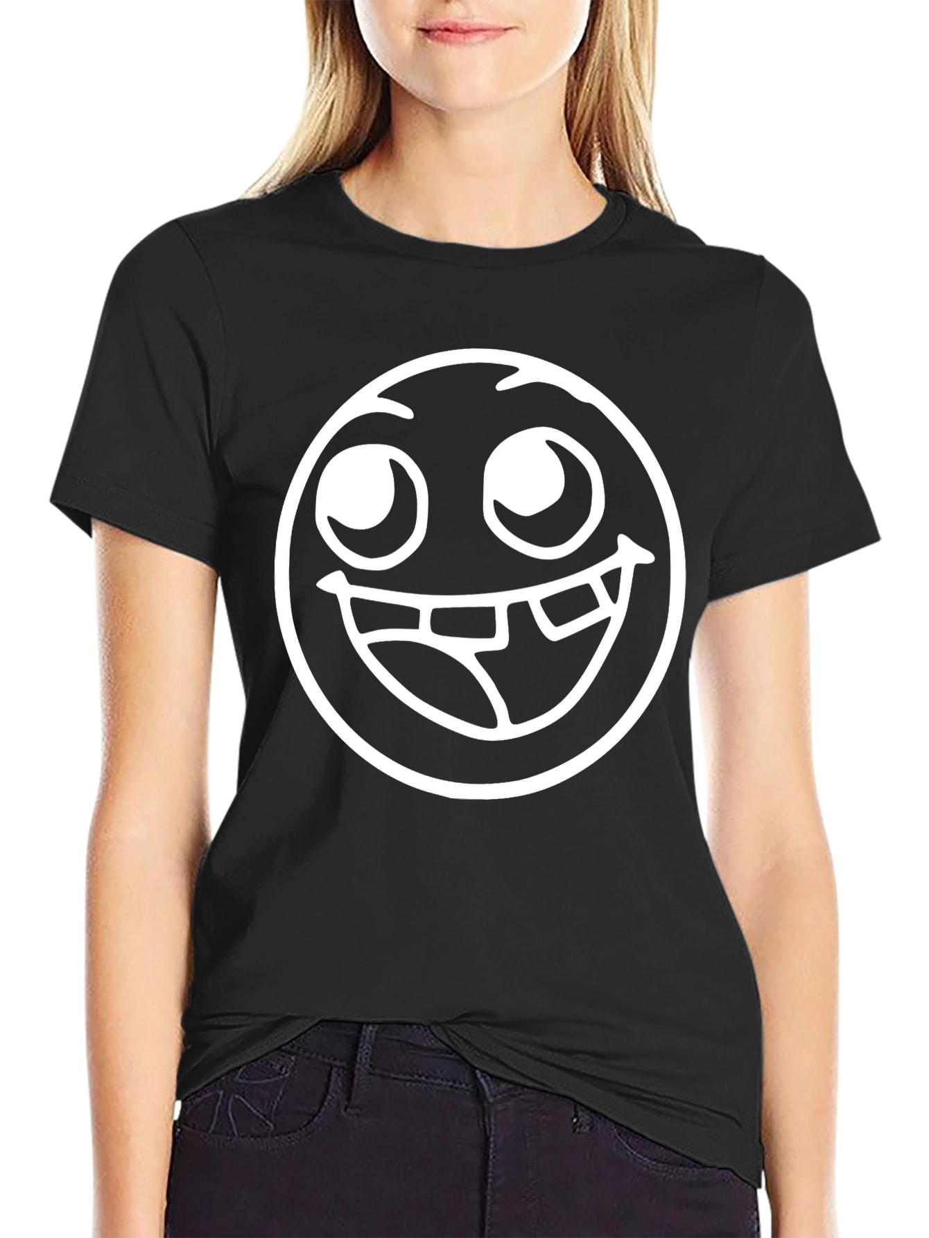 Funny Face Graphic Black T-Shirt